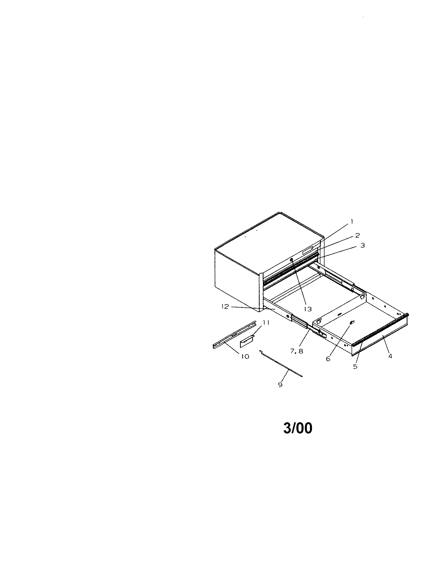 Craftsman 706652850 18" 3 drawer ball bearing diagram