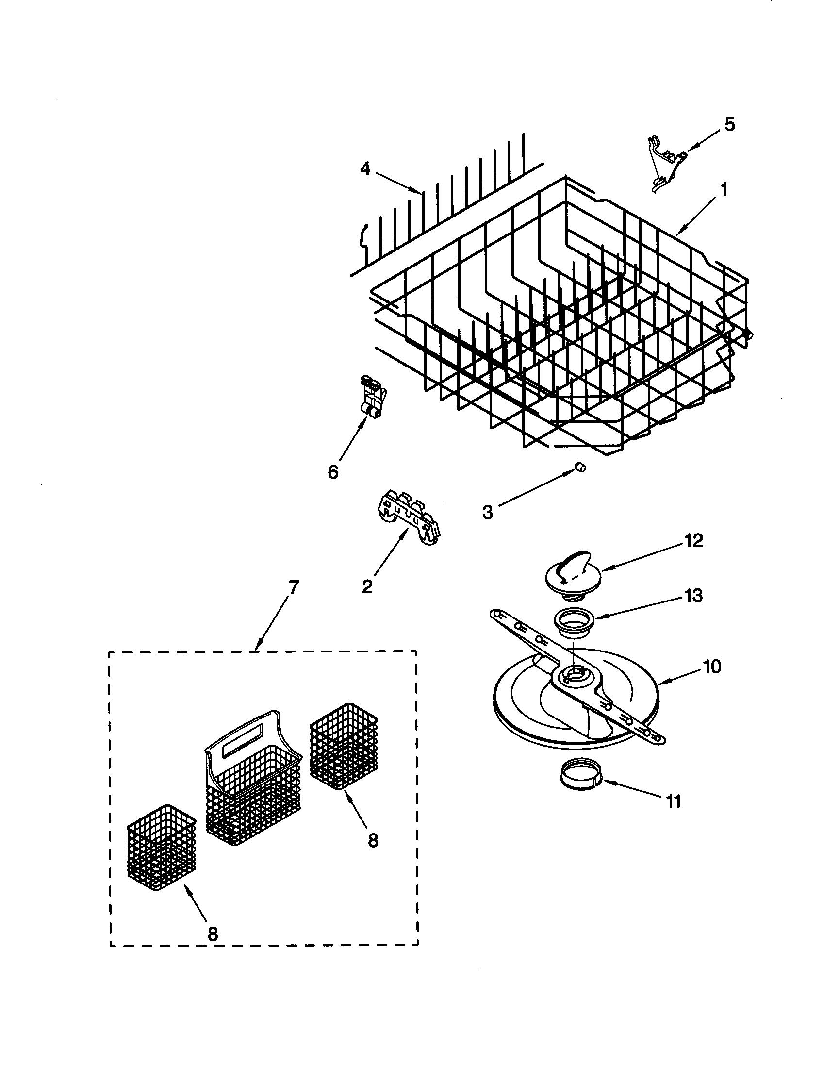 Kenmore 66516722990 lower dishrack diagram