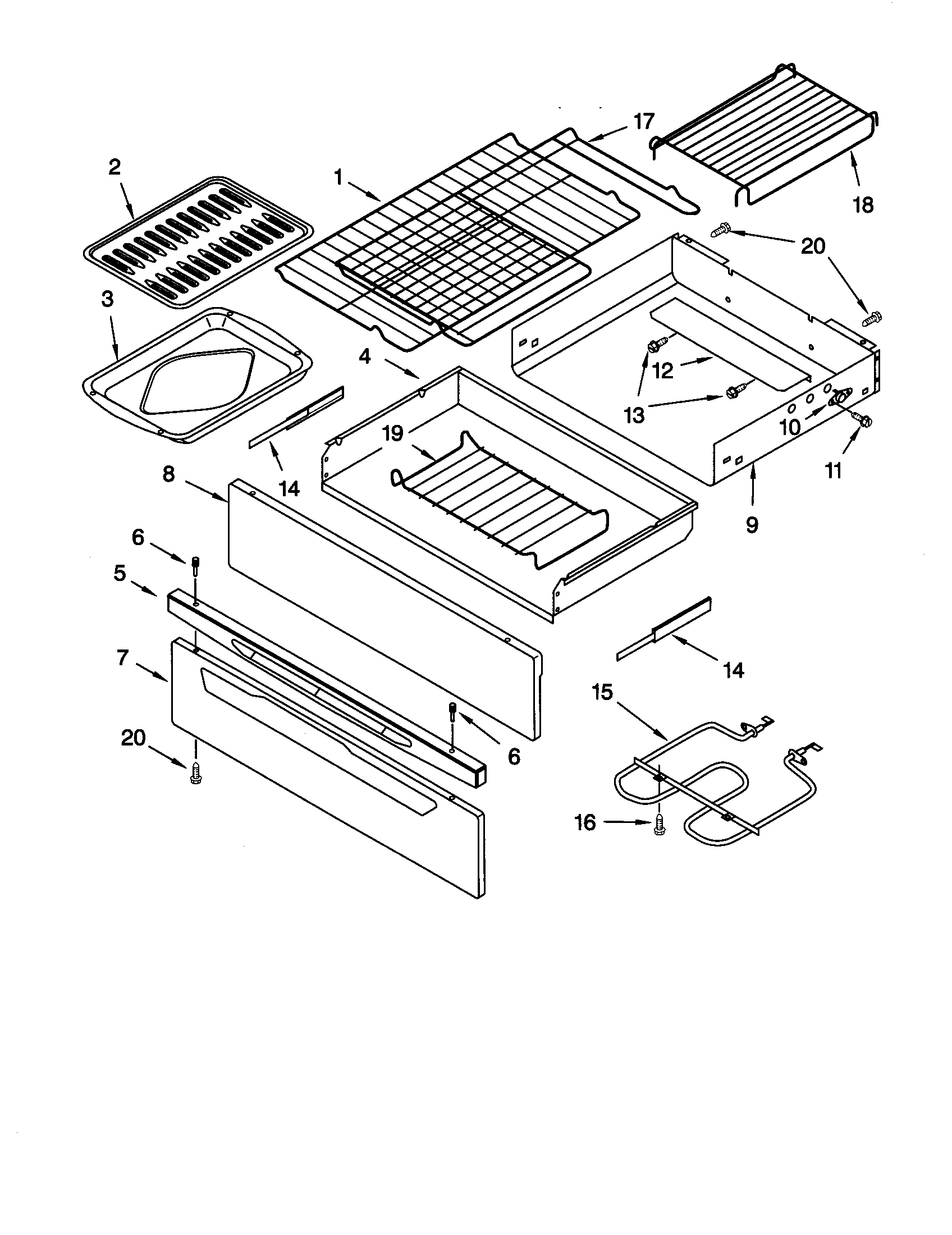 Kenmore 66595822000 warming drawer and broiler diagram