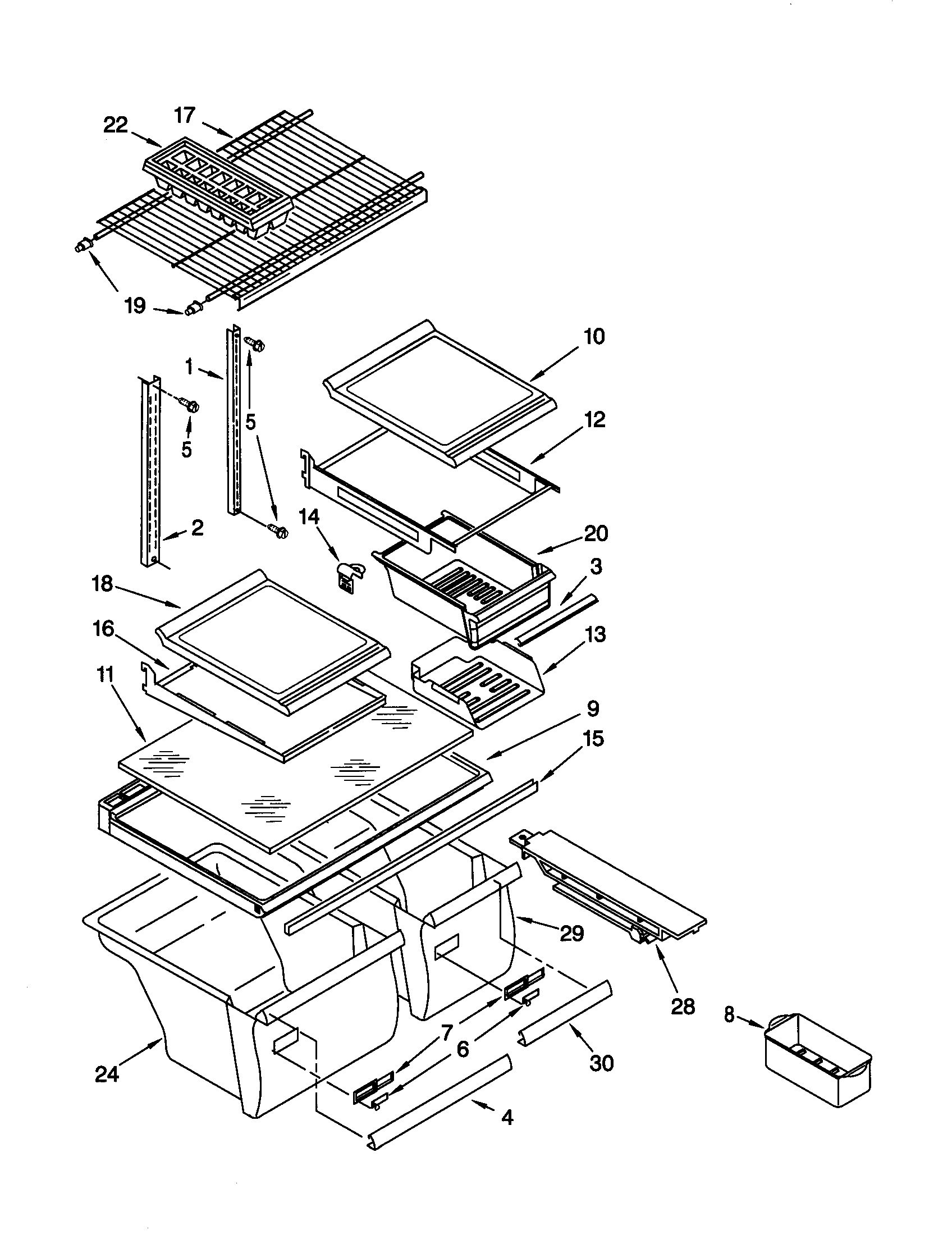 Kenmore 10660999990 shelf diagram