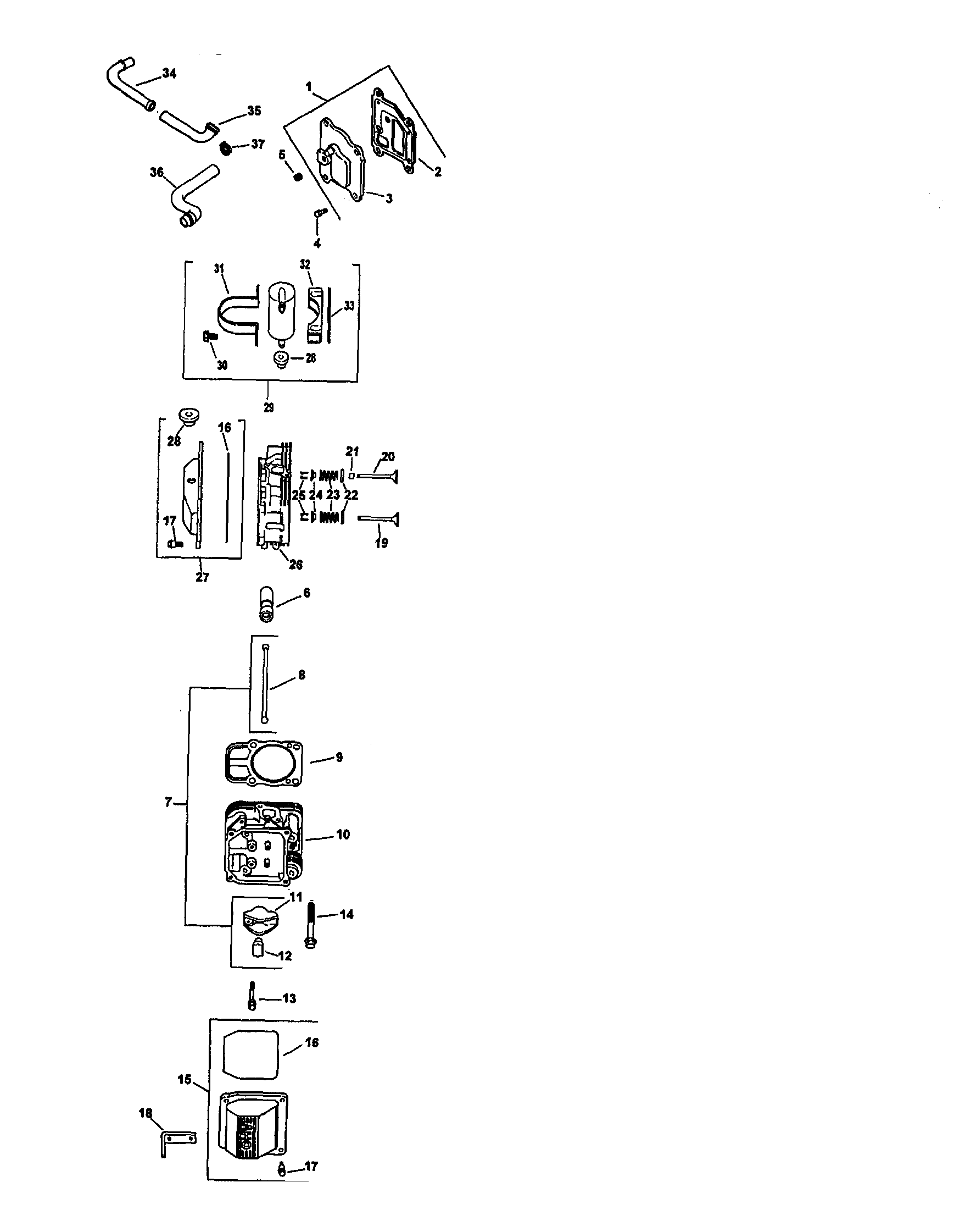 Craftsman 917273101 cylinder head valve and breather diagram