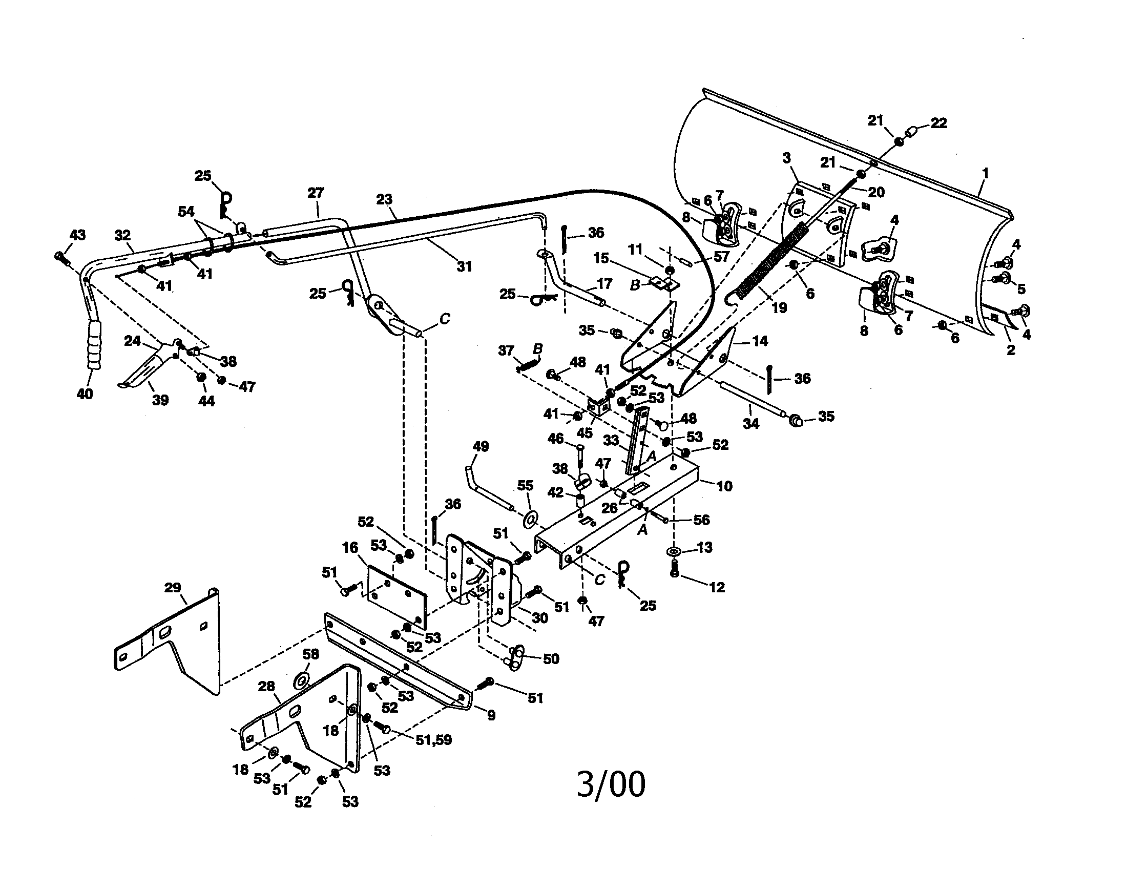 Craftsman 48624443 42" snow blade diagram