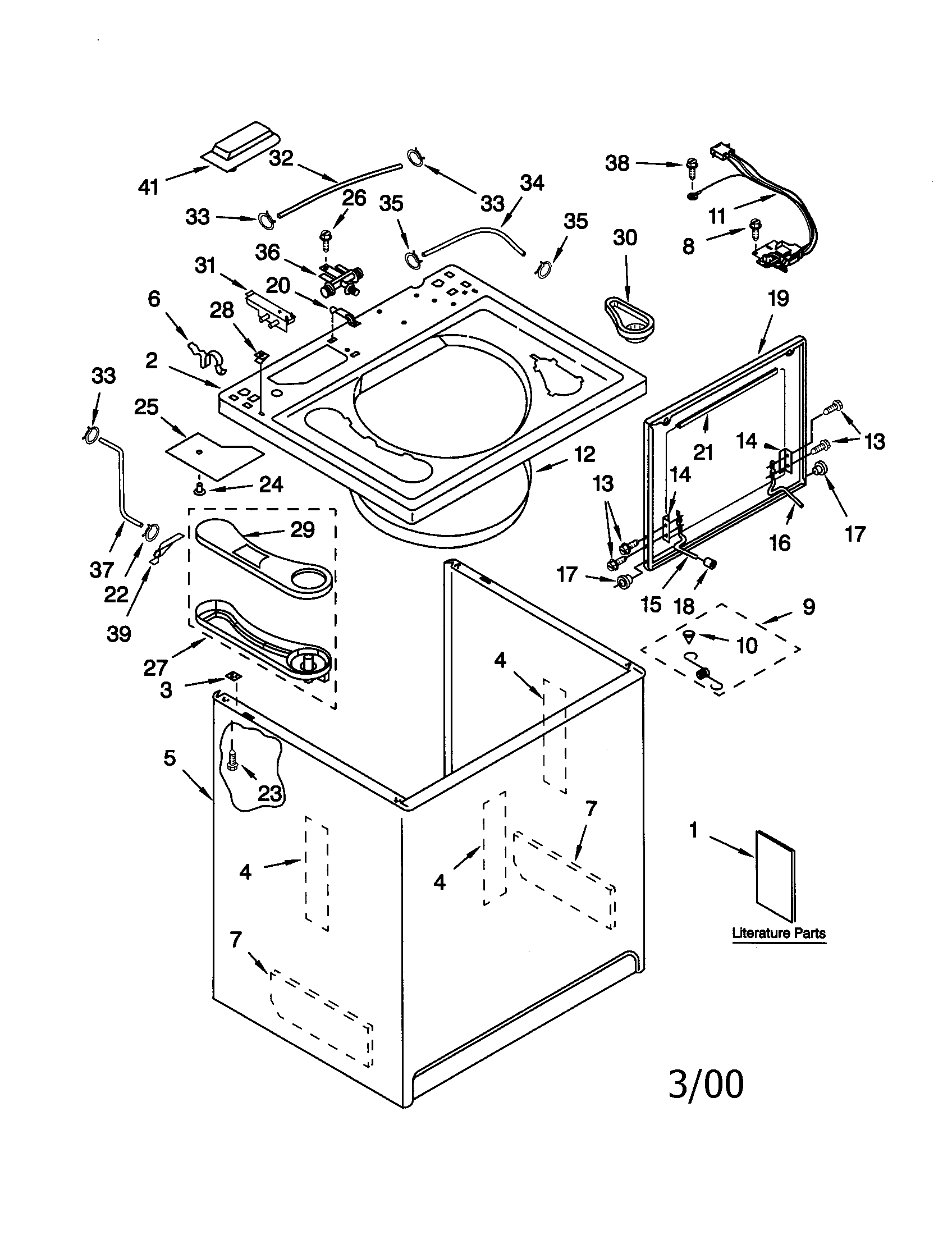 Kenmore 11020096993 top and cabinet diagram