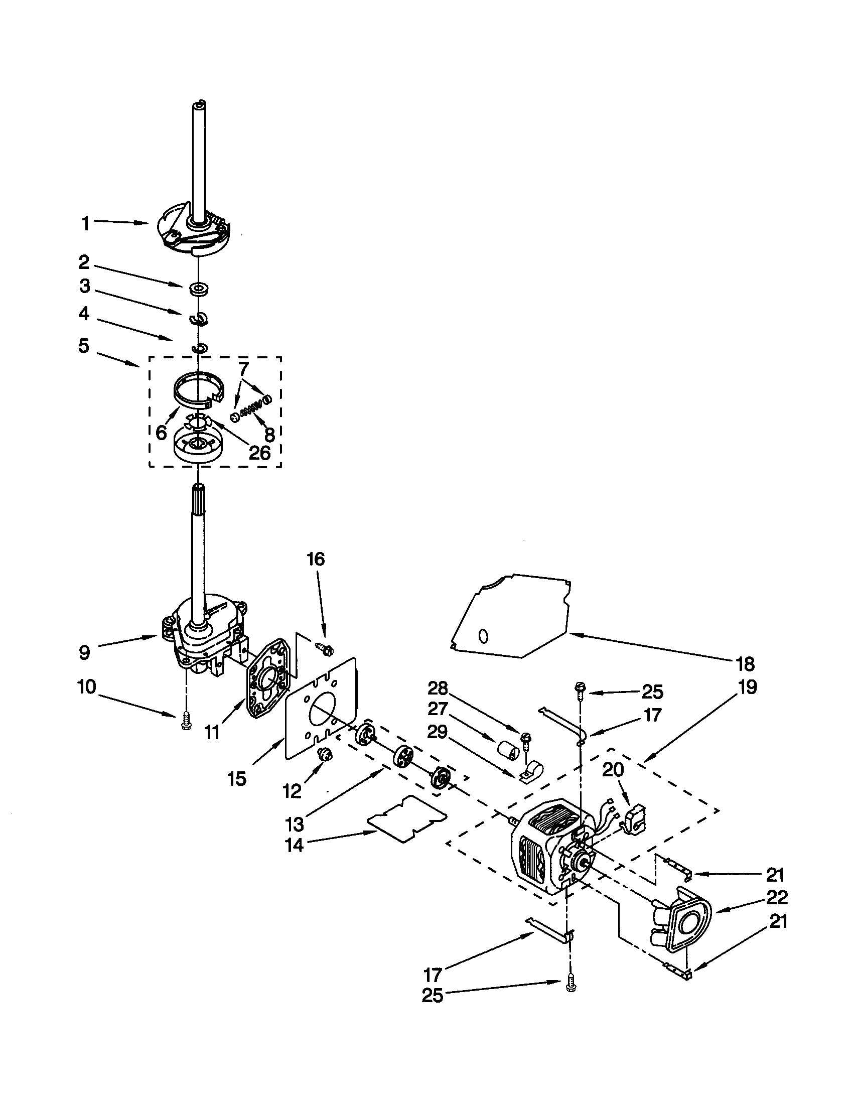 Kenmore 11020096993 brake/clutch/gearcase/motor/pump diagram
