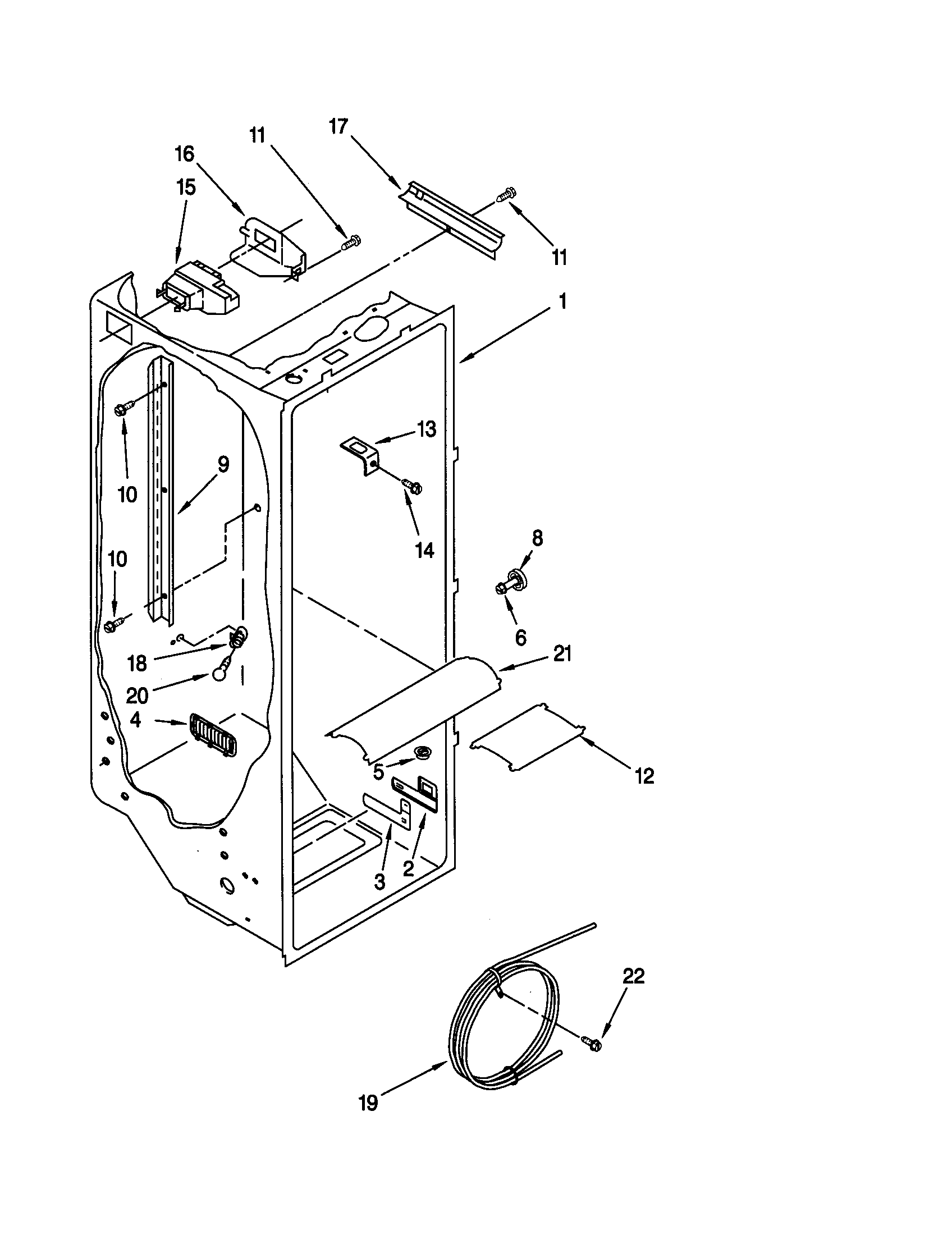 Kenmore 10659599991 refrigerator liner diagram