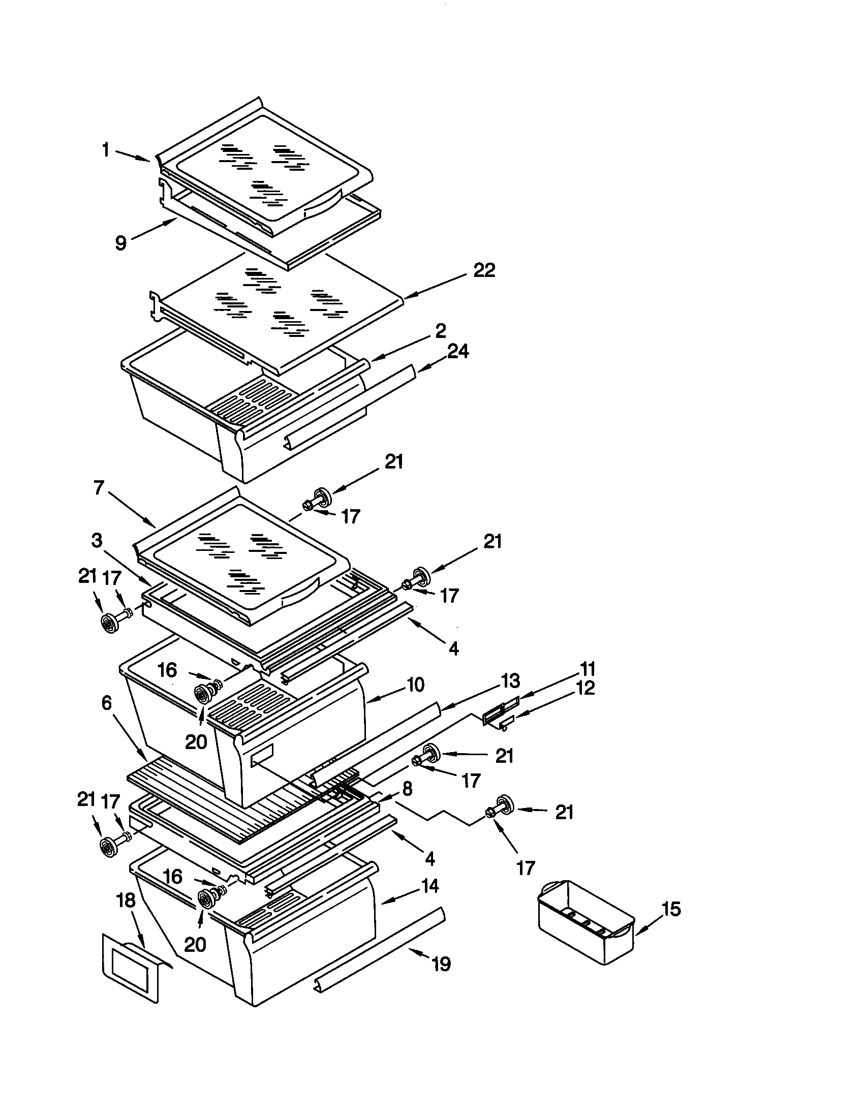 Kenmore 10659599991 refrigerator shelf diagram