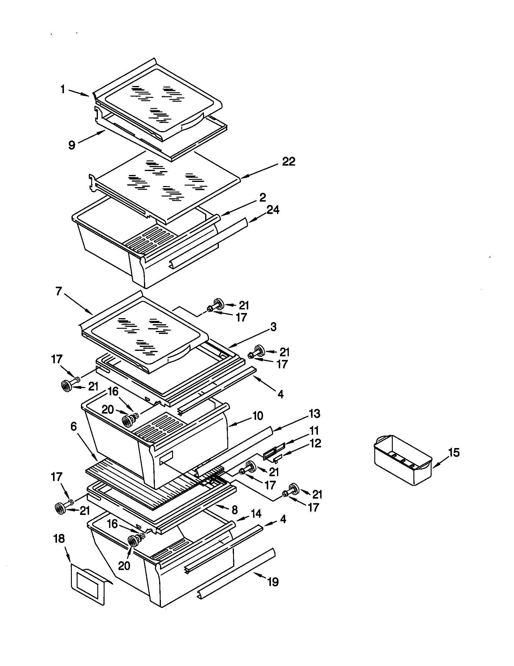 Kenmore 10659797991 refrigerator shelf diagram