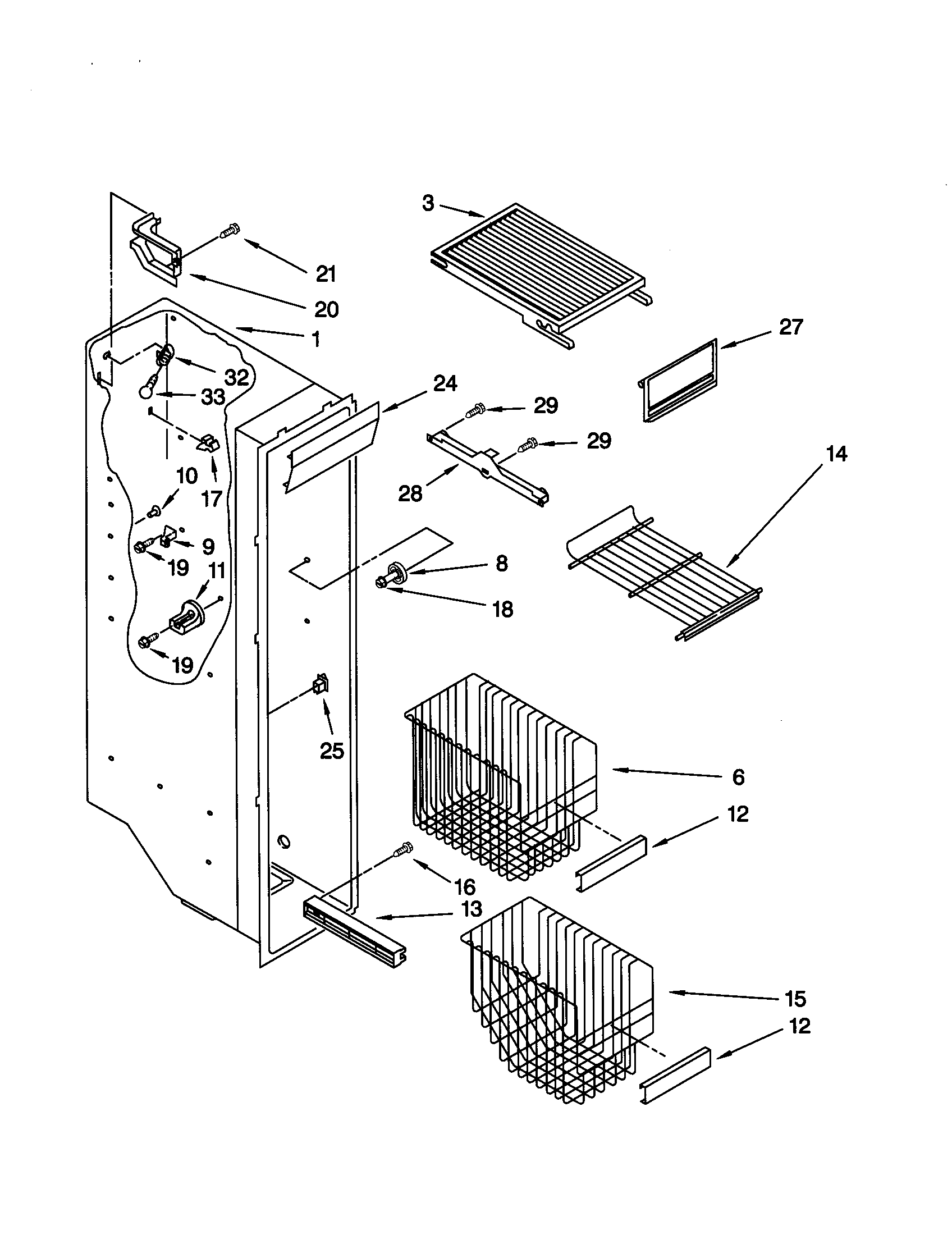 Kenmore 10659797991 freezer liner diagram