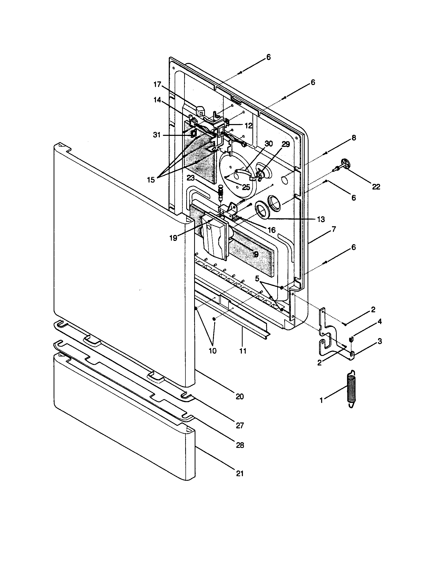 Frigidaire FDB765RBB0 door panel diagram