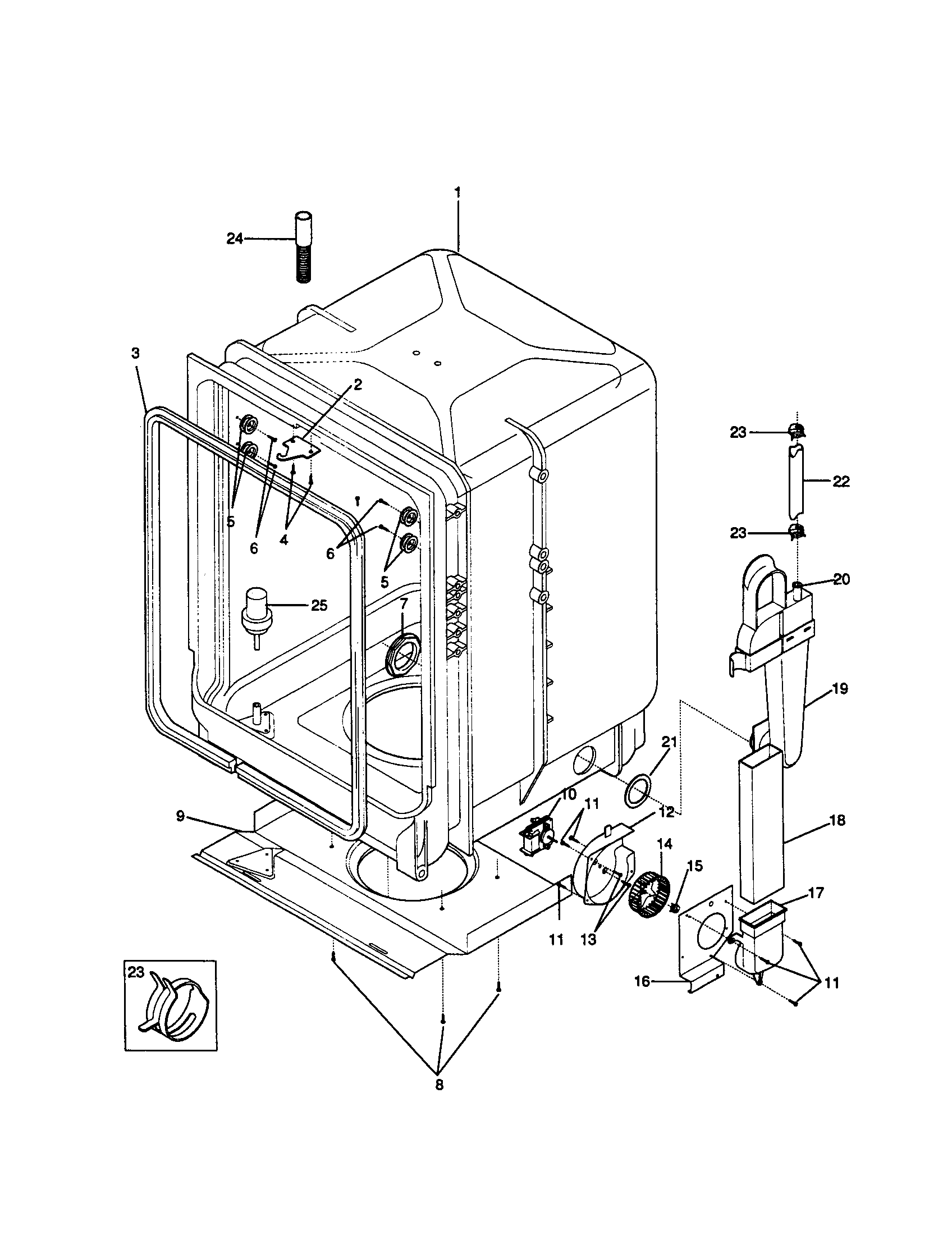 Frigidaire FDB765RBB0 tub assembly diagram