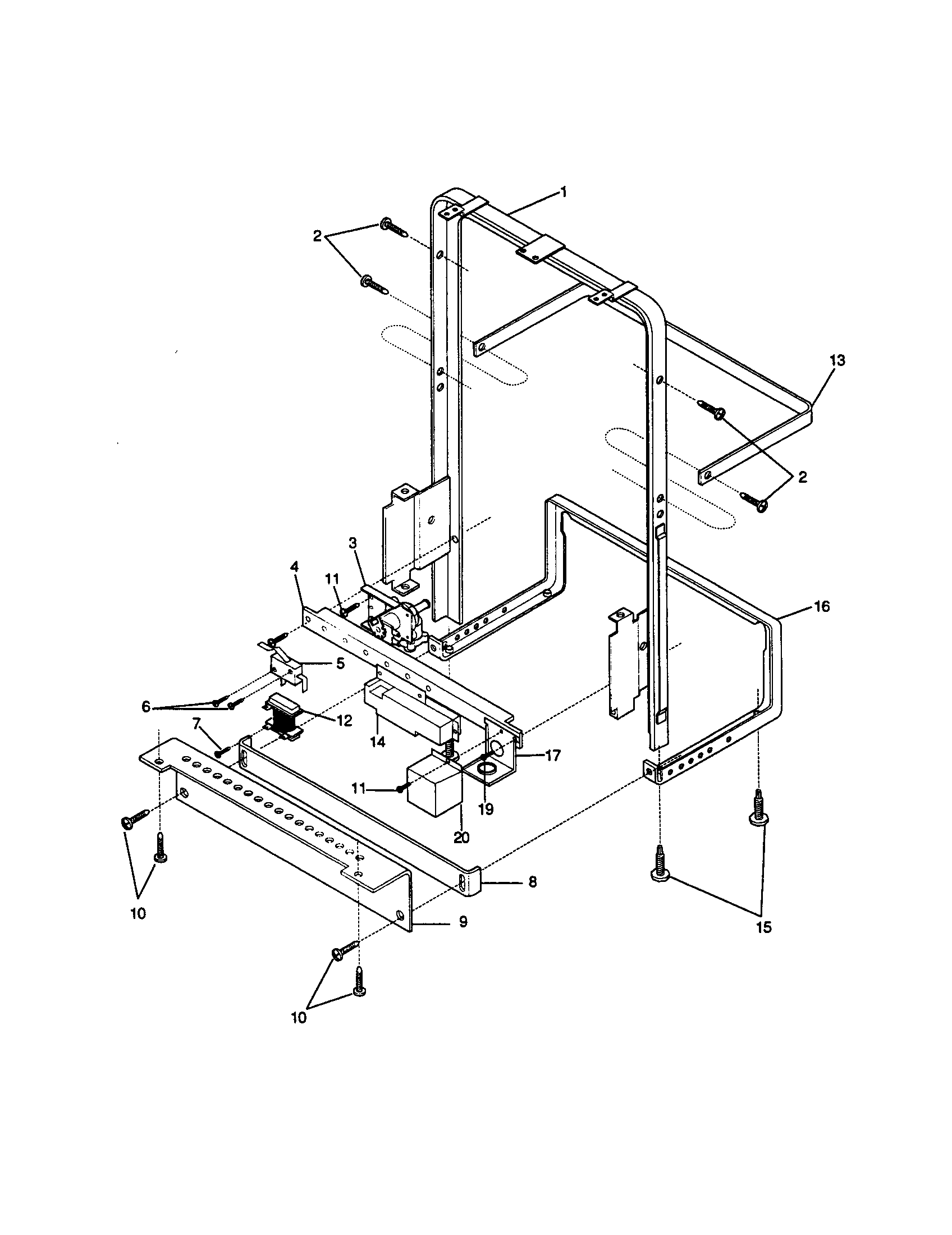 Frigidaire FDB765RBB0 front frame assembly diagram