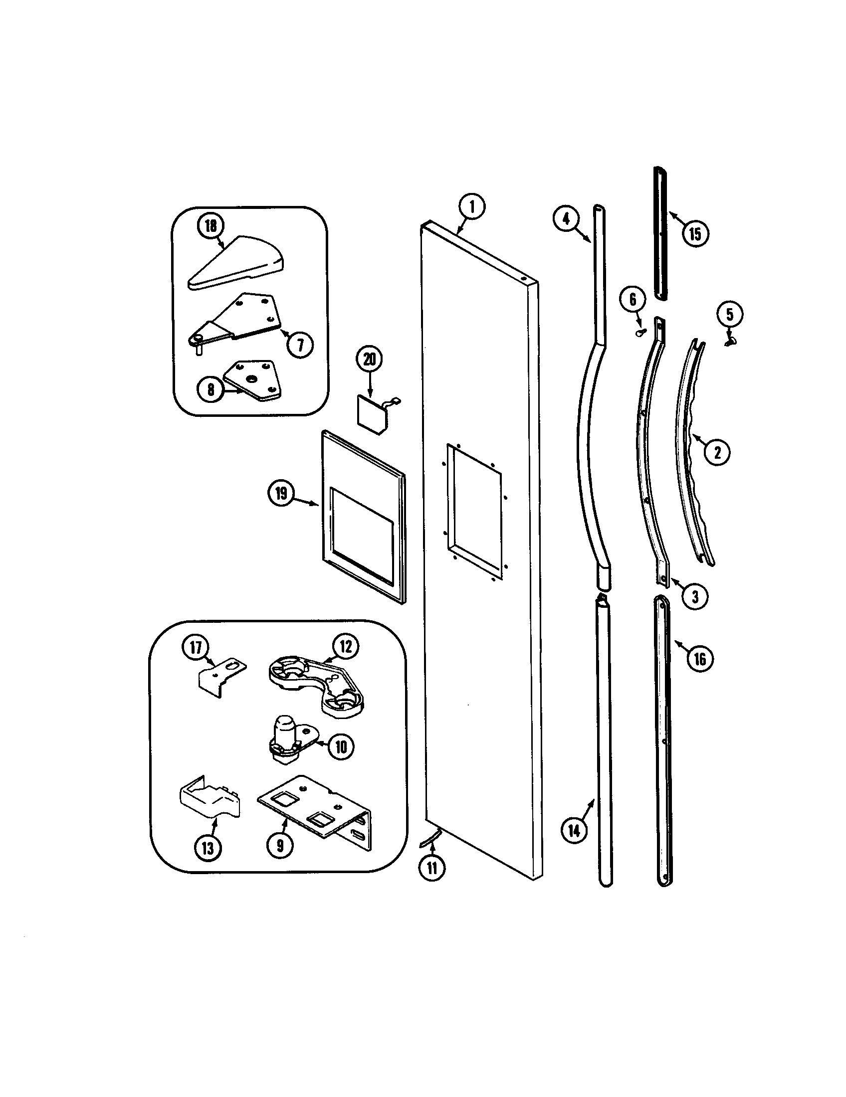 Maytag MSD2554DRW freezer outer door diagram