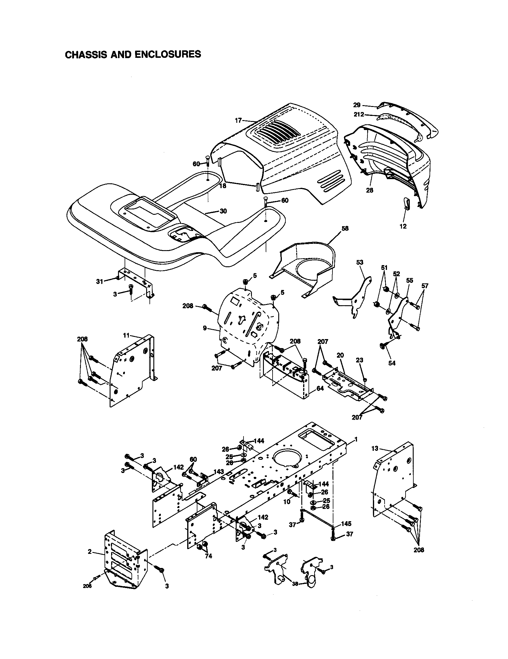 Craftsman 917270923 chassis and enclosures diagram