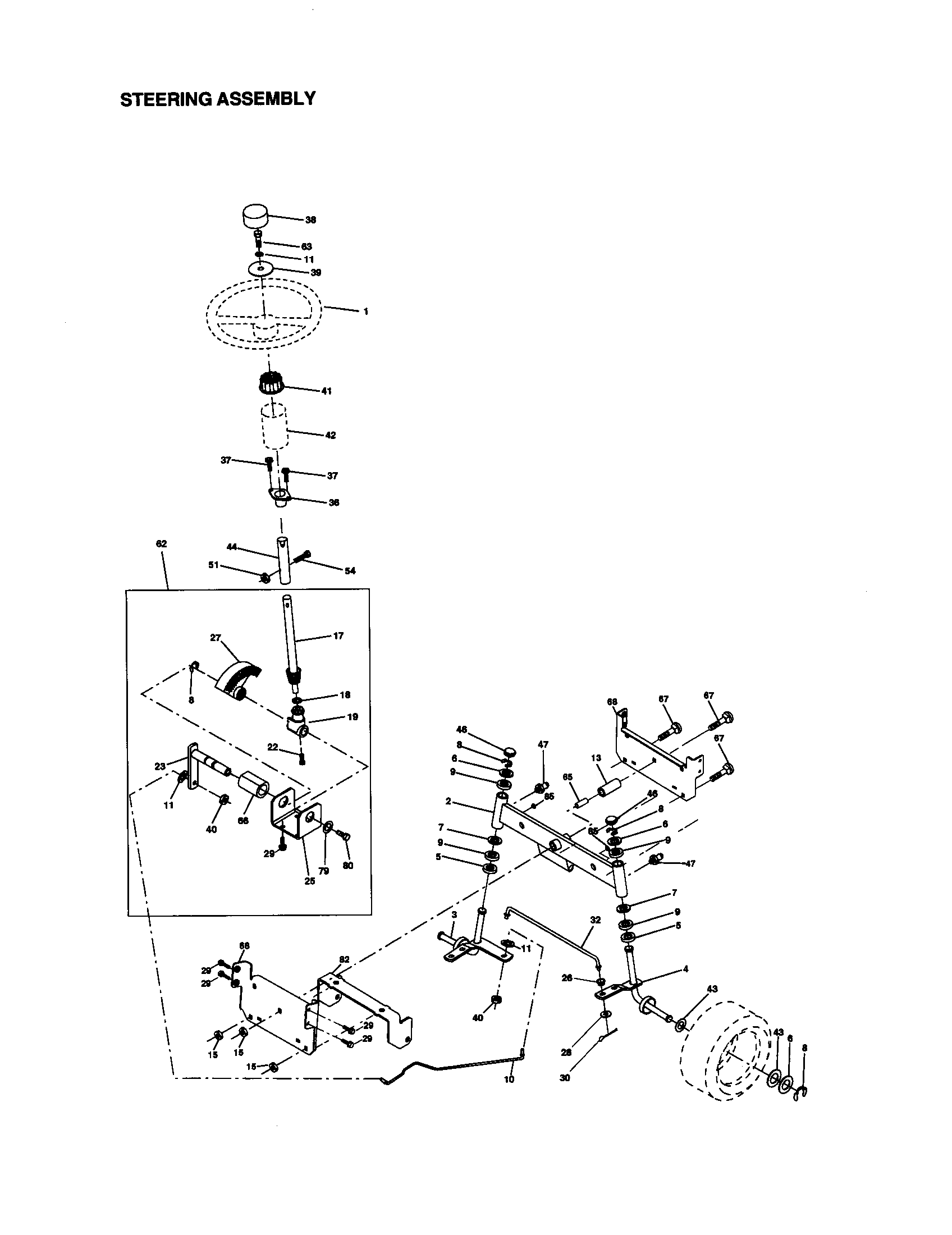 Craftsman 917270923 steering assembly diagram