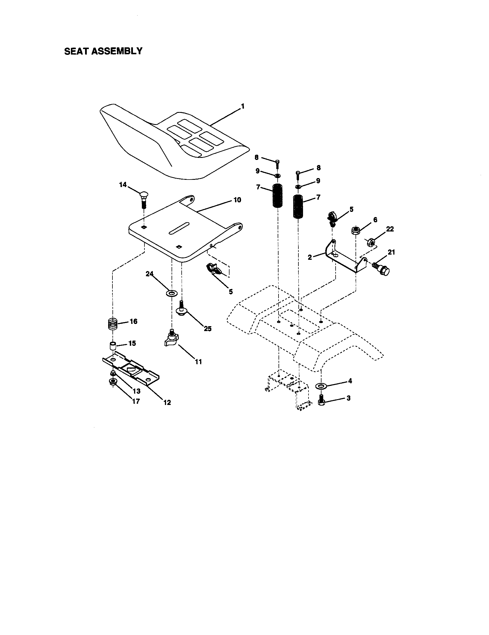 Craftsman 917270923 seat assembly diagram