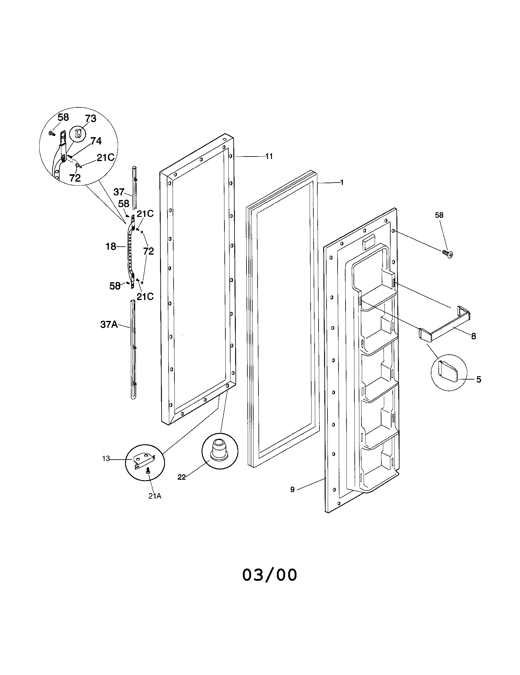 Kenmore 25348027893 freezer door diagram