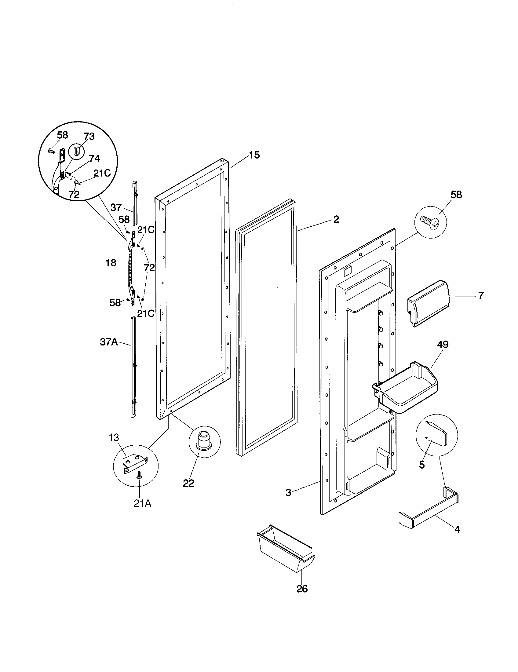 Kenmore 25348027893 refrigerator door diagram