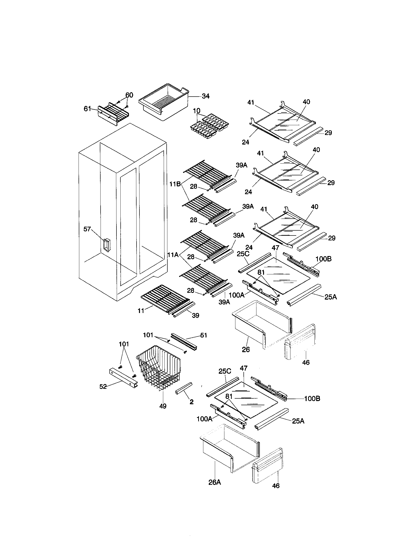 Kenmore 25348027893 shelves diagram