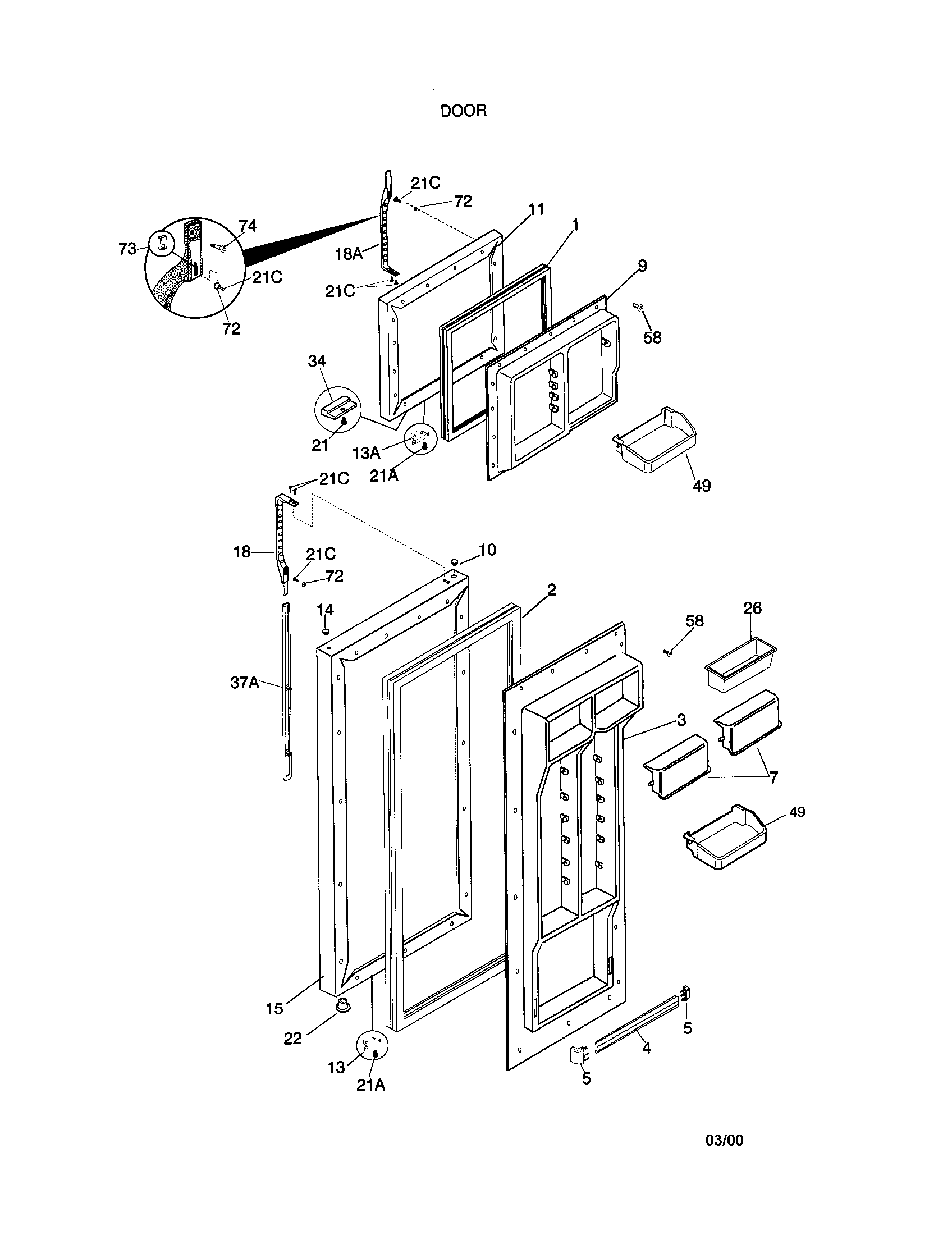 Kenmore 25378296897 door diagram