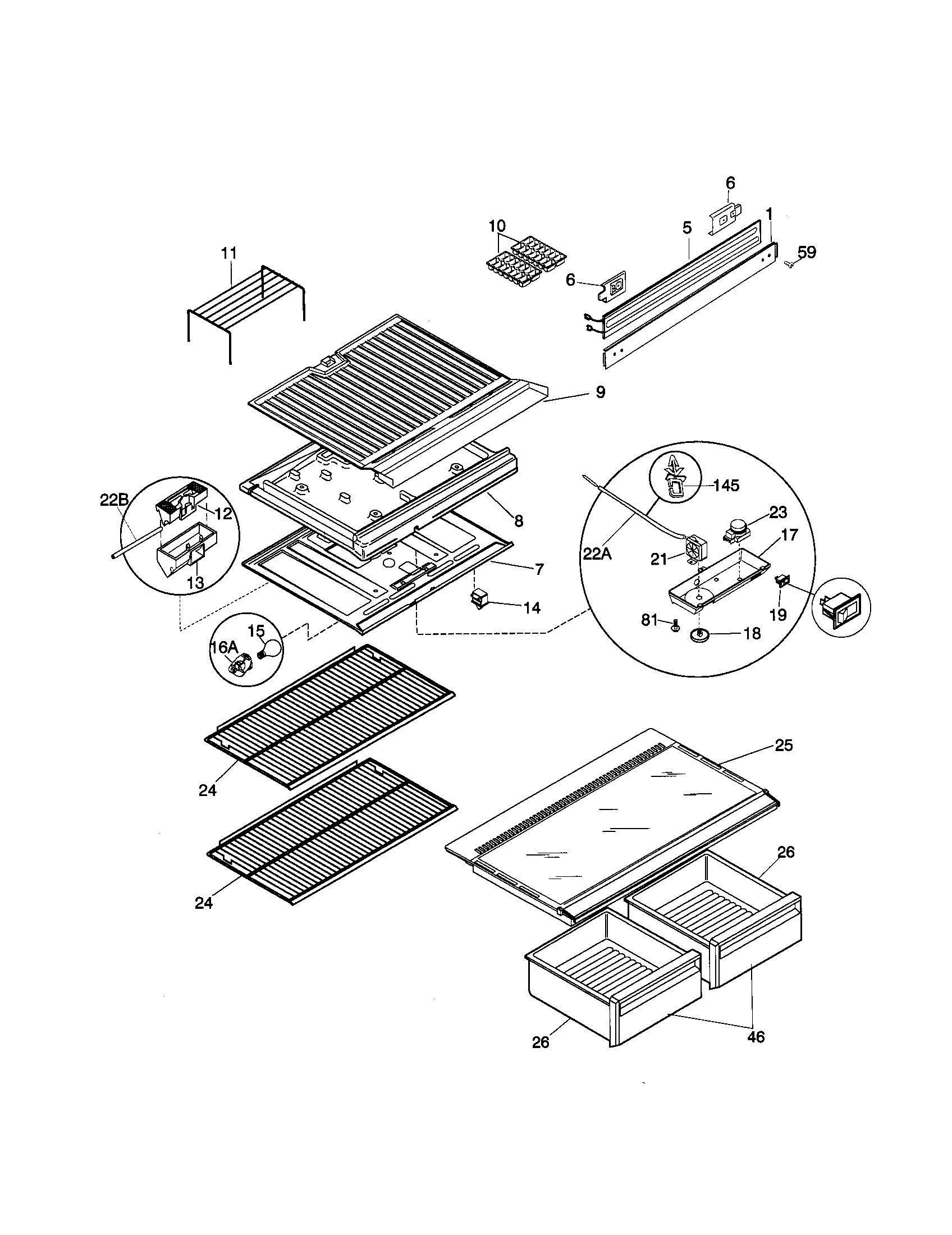 Kenmore 25339609991 shelves diagram