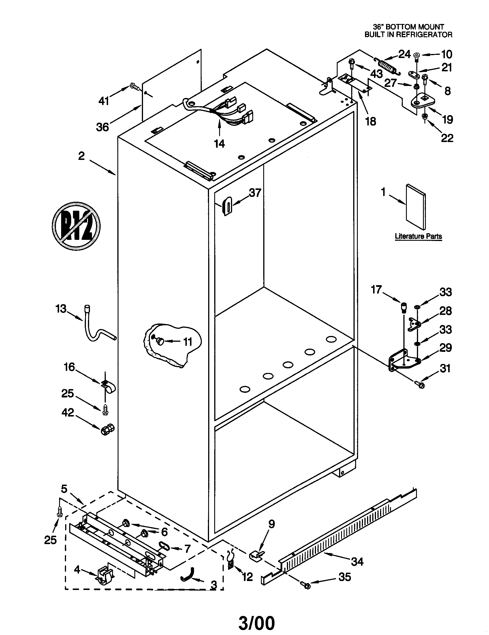 KitchenAid KBRC36MHS00 cabinet diagram