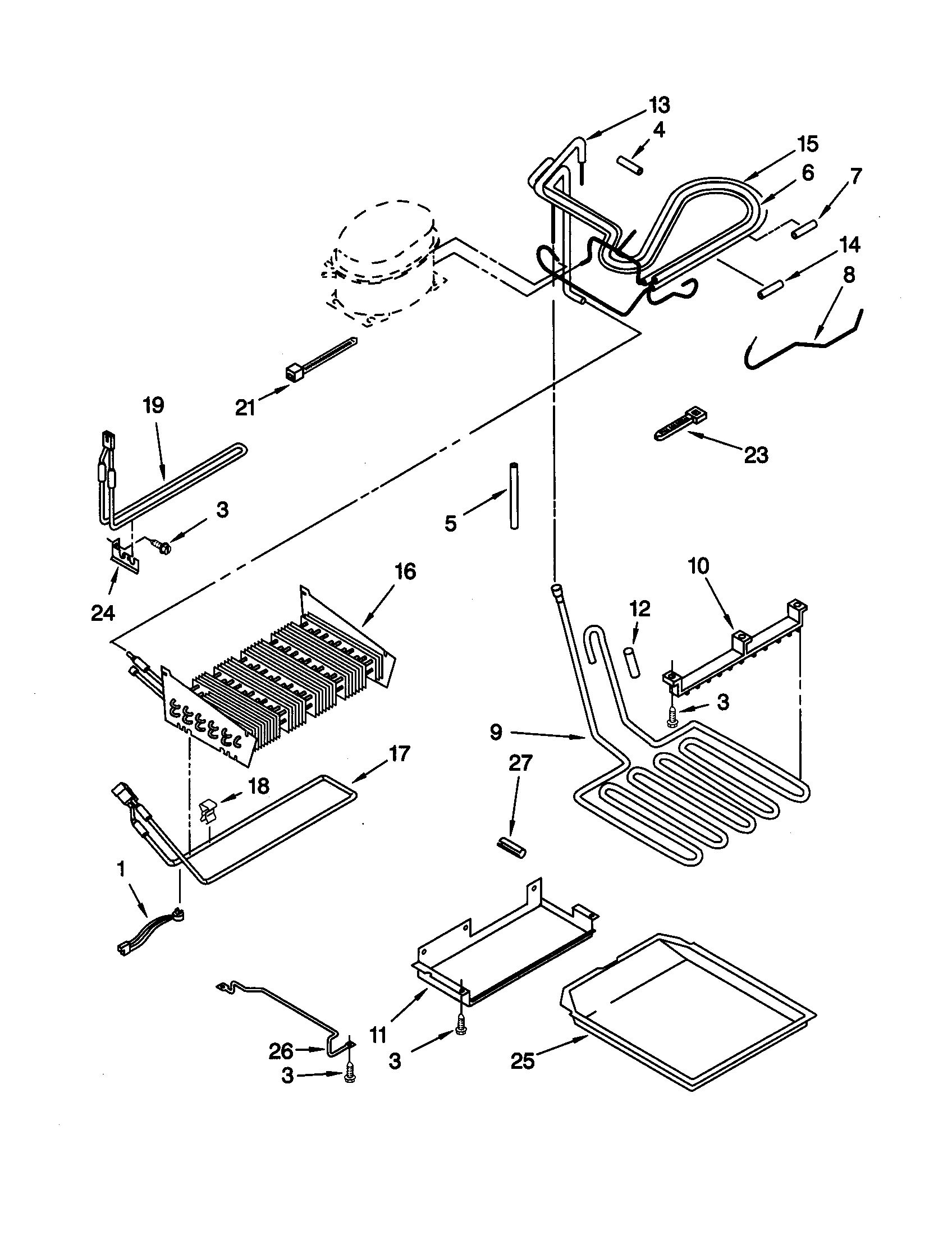 KitchenAid KBRC36MHS00 lower unit and tube diagram