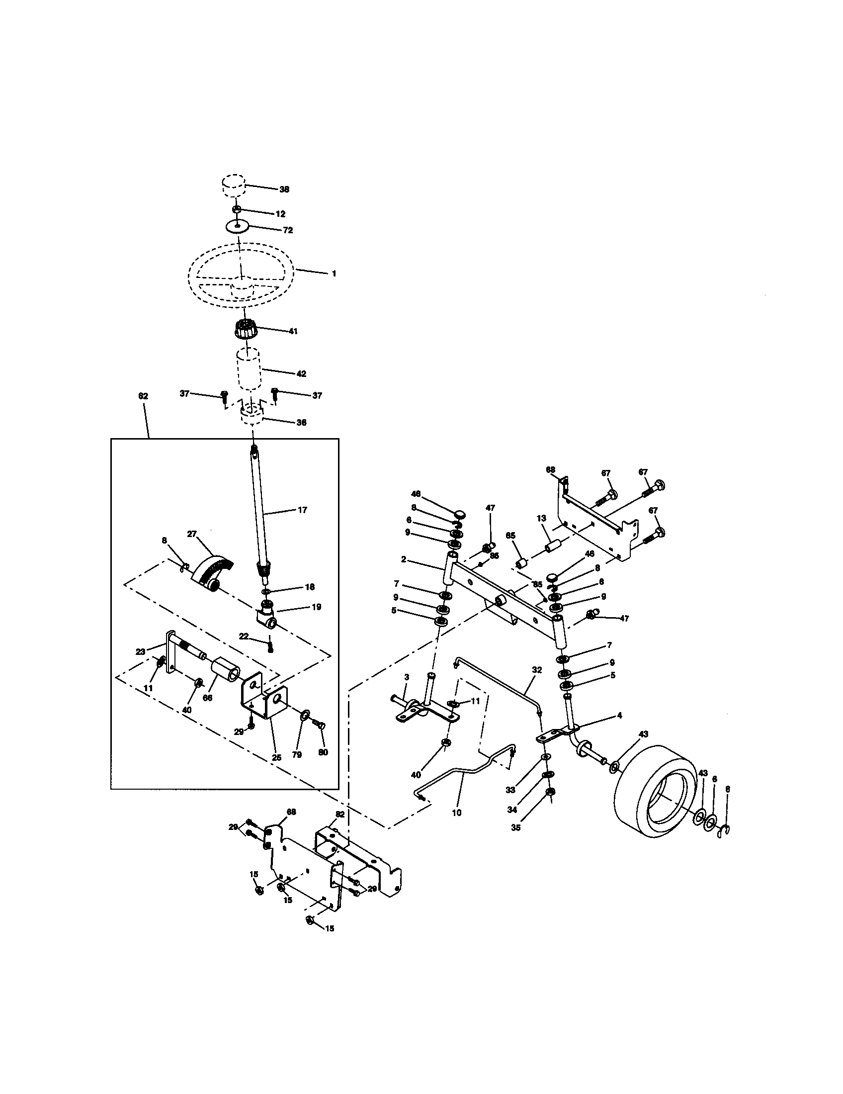 Craftsman 917272160 steering assembly diagram