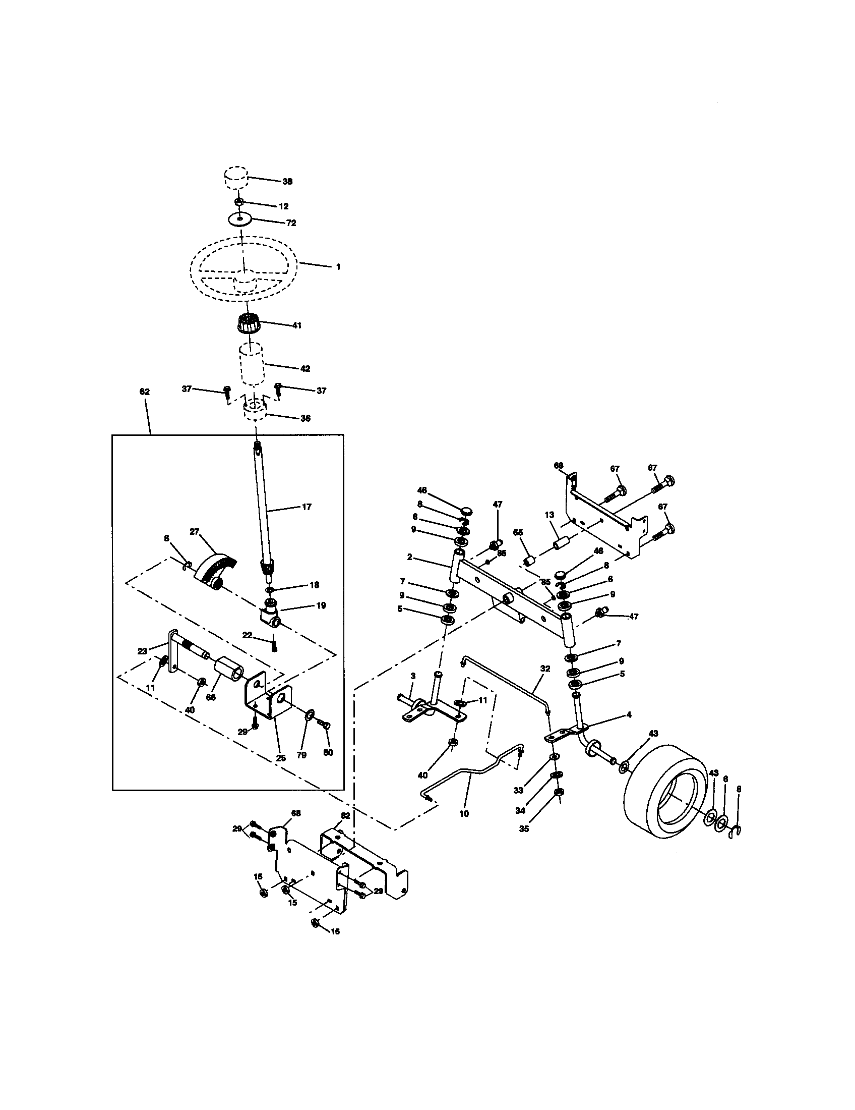Craftsman 917272190 steering assembly diagram