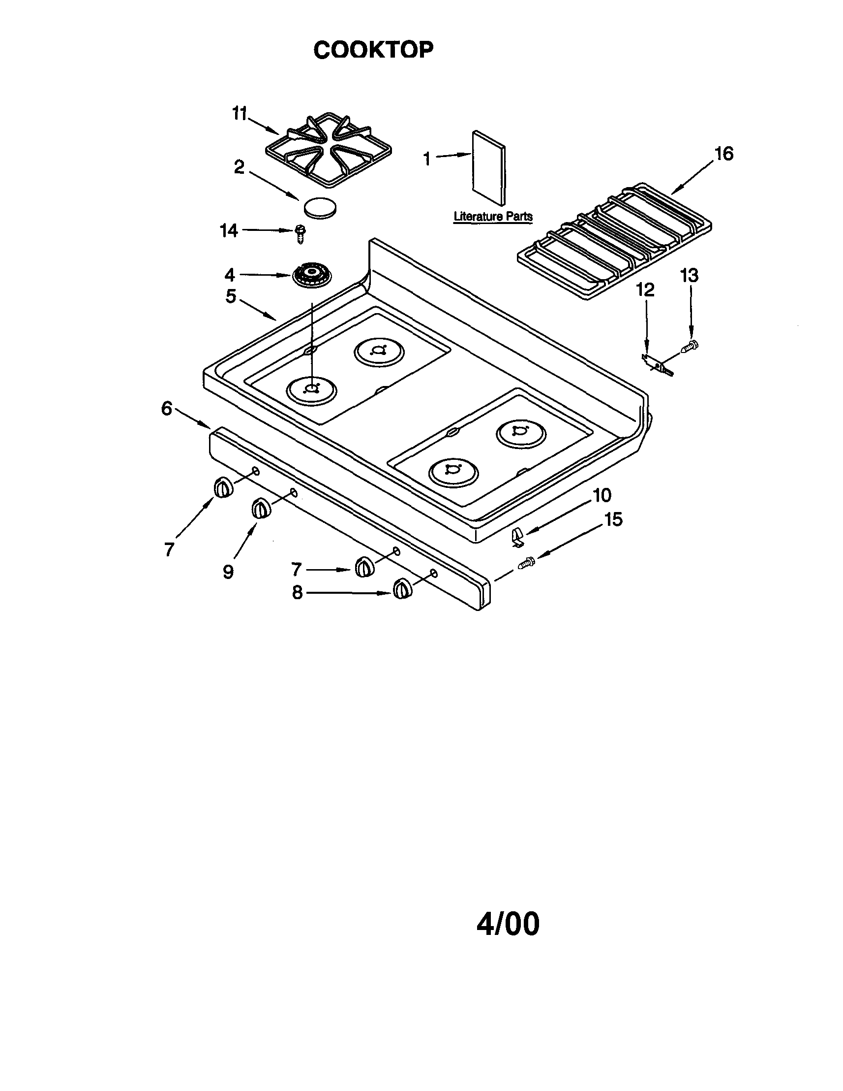 Whirlpool GS395LEHS5 cooktop diagram