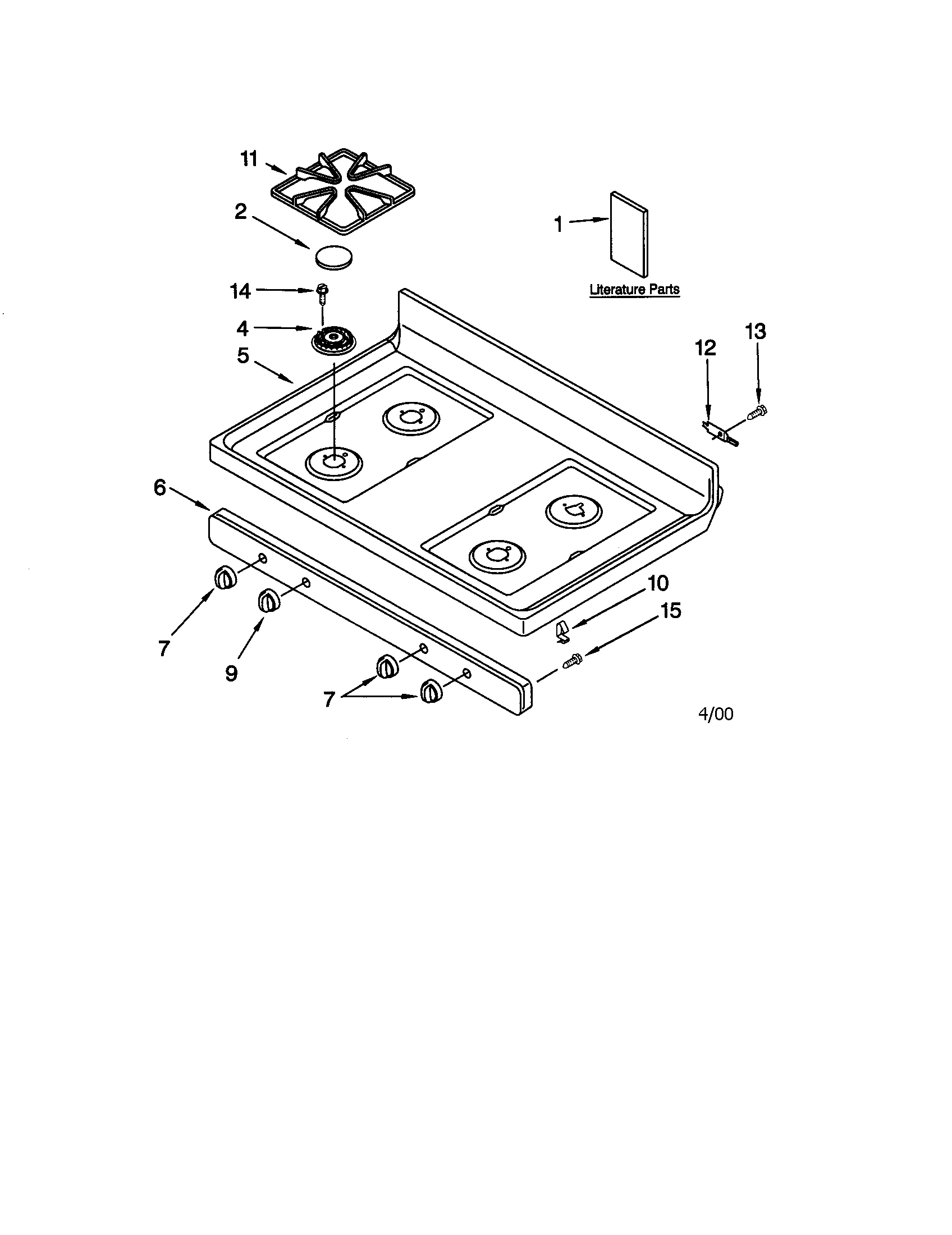 Whirlpool SF367LEHN5 cooktop diagram