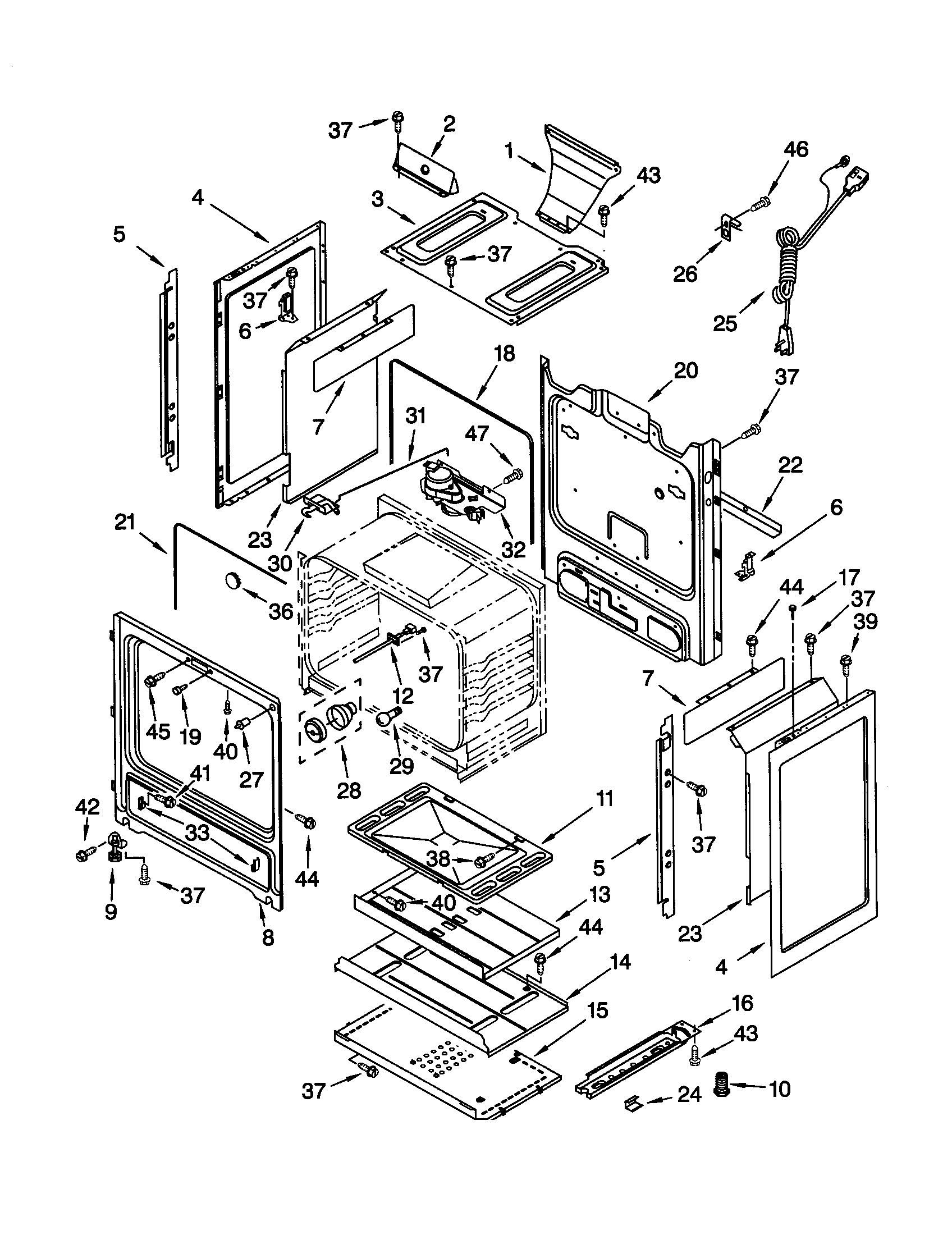 Whirlpool SF367LEHN5 chassis diagram