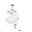 Whirlpool GLT3014GB0 cooktop, burner and grate diagram