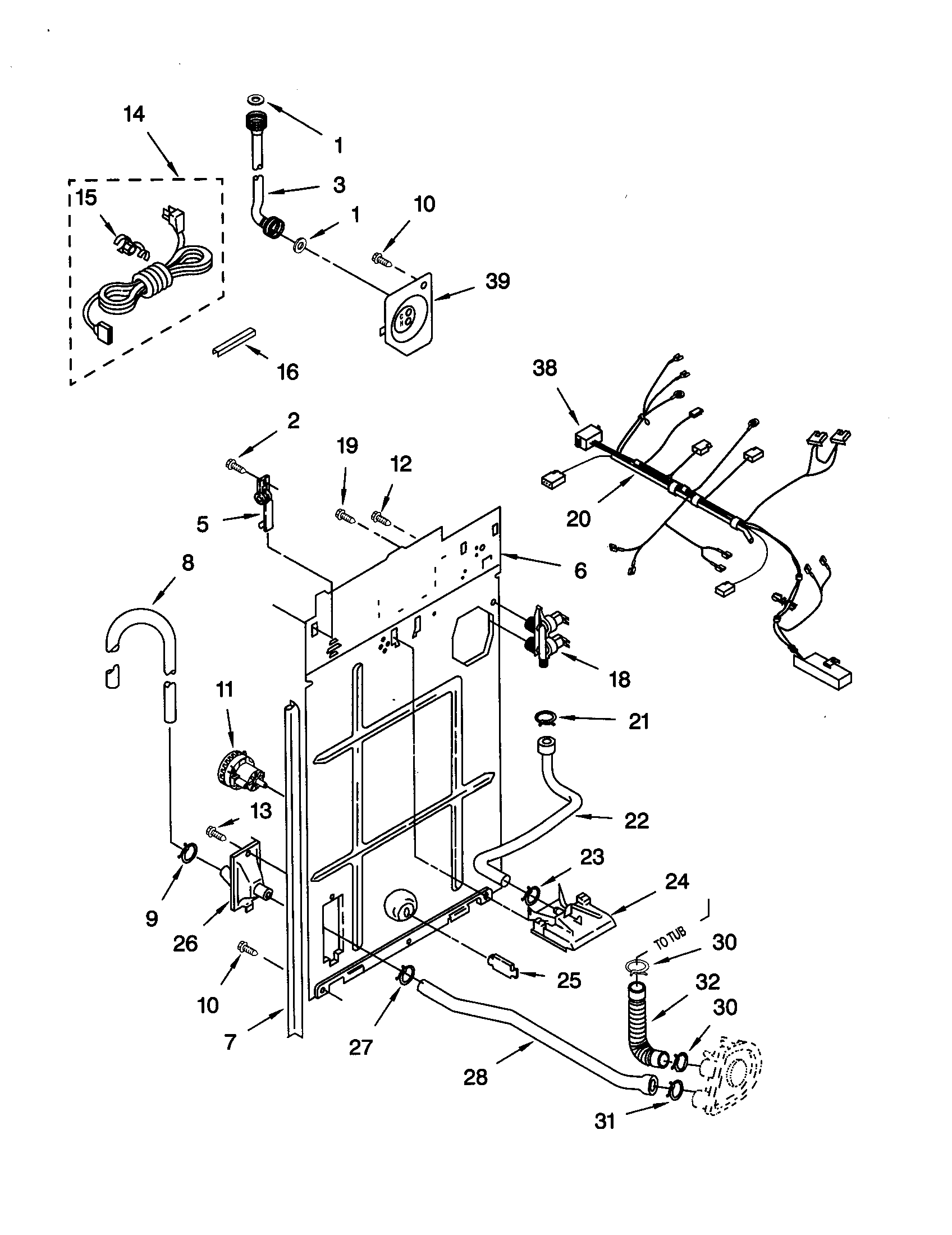 Whirlpool CAP2762EW1 rear panel diagram