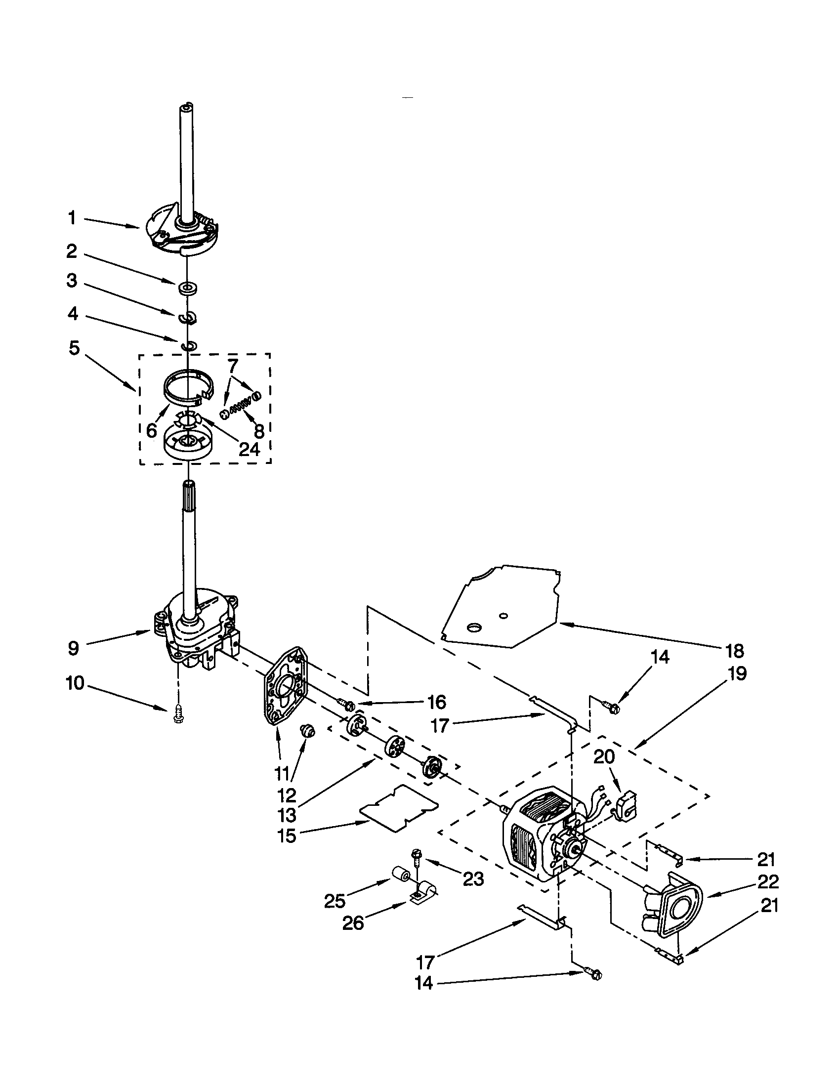 Whirlpool CAP2762EW1 brake/clutch/gearcase/motor/pump diagram