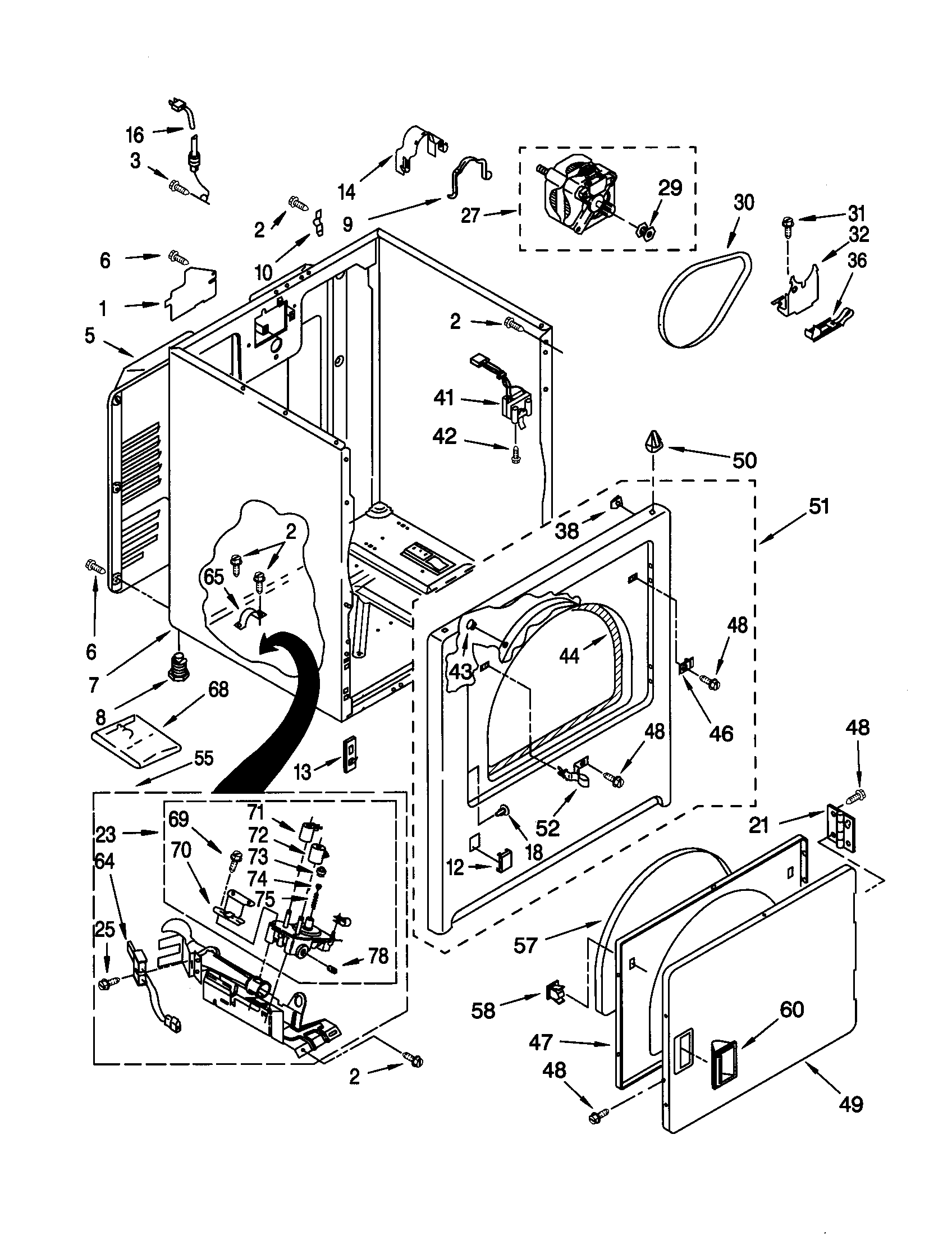 Kenmore 11070854990 cabinet diagram