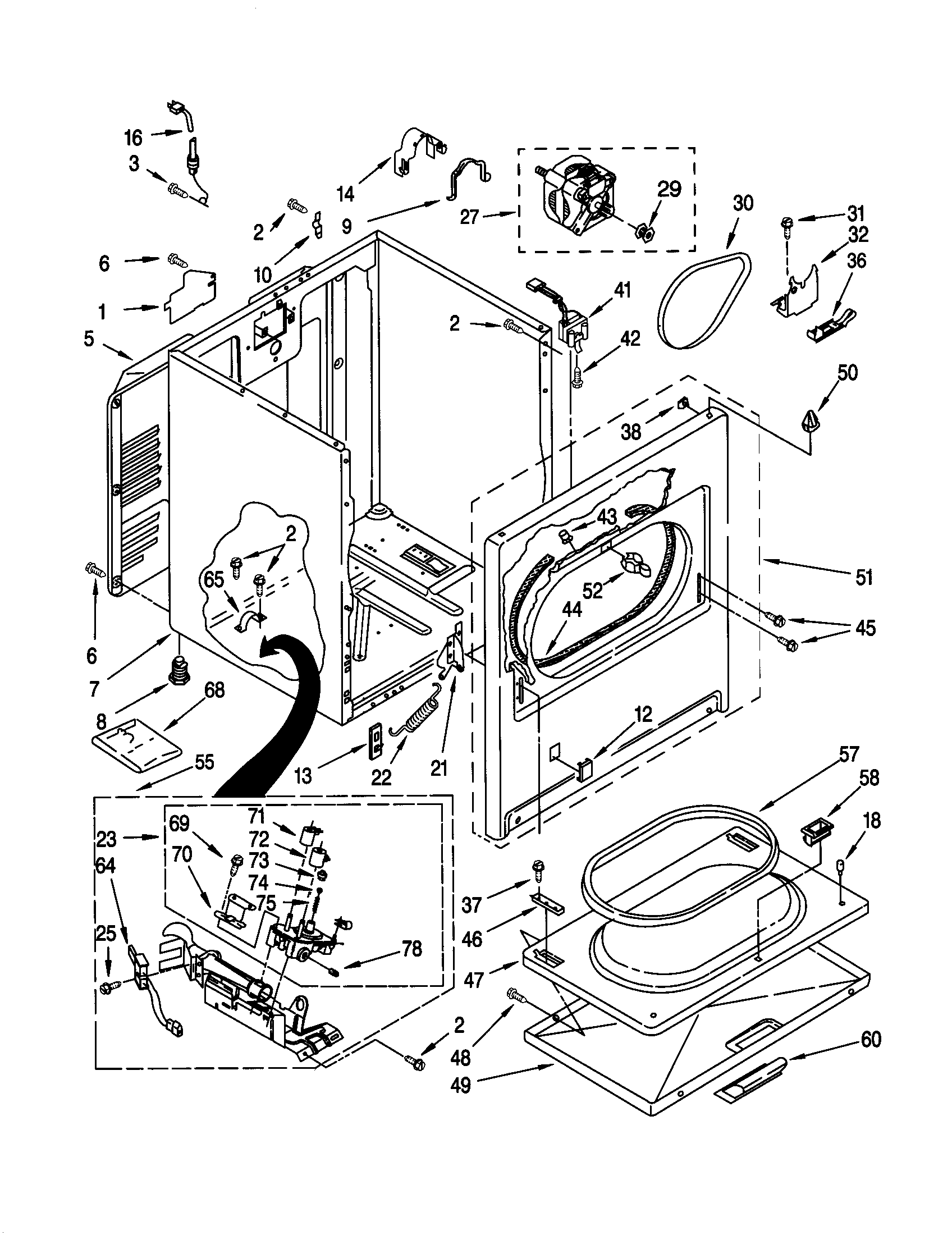Kenmore 11070812990 cabinet diagram