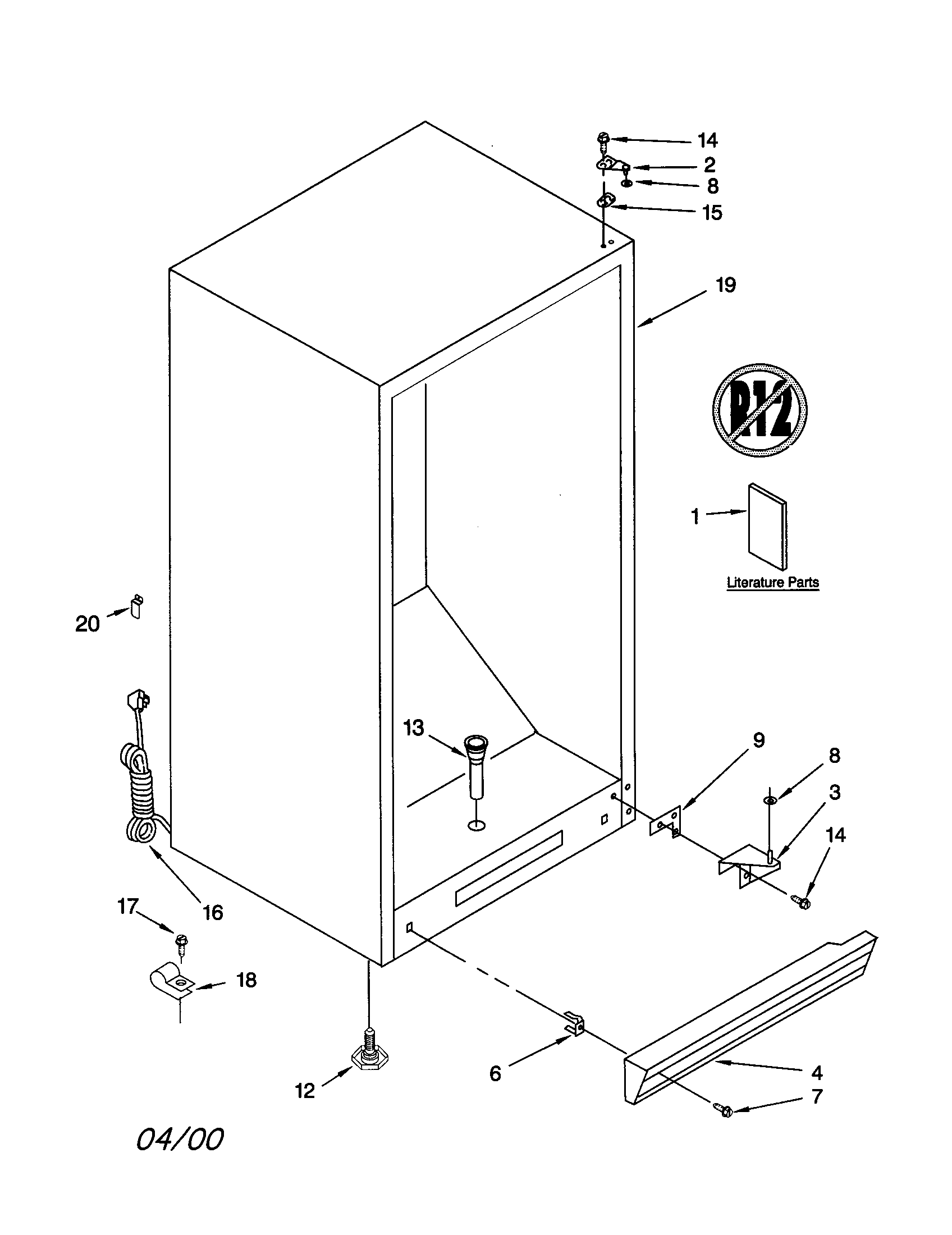 Whirlpool EV170NXJW00 cabinet diagram