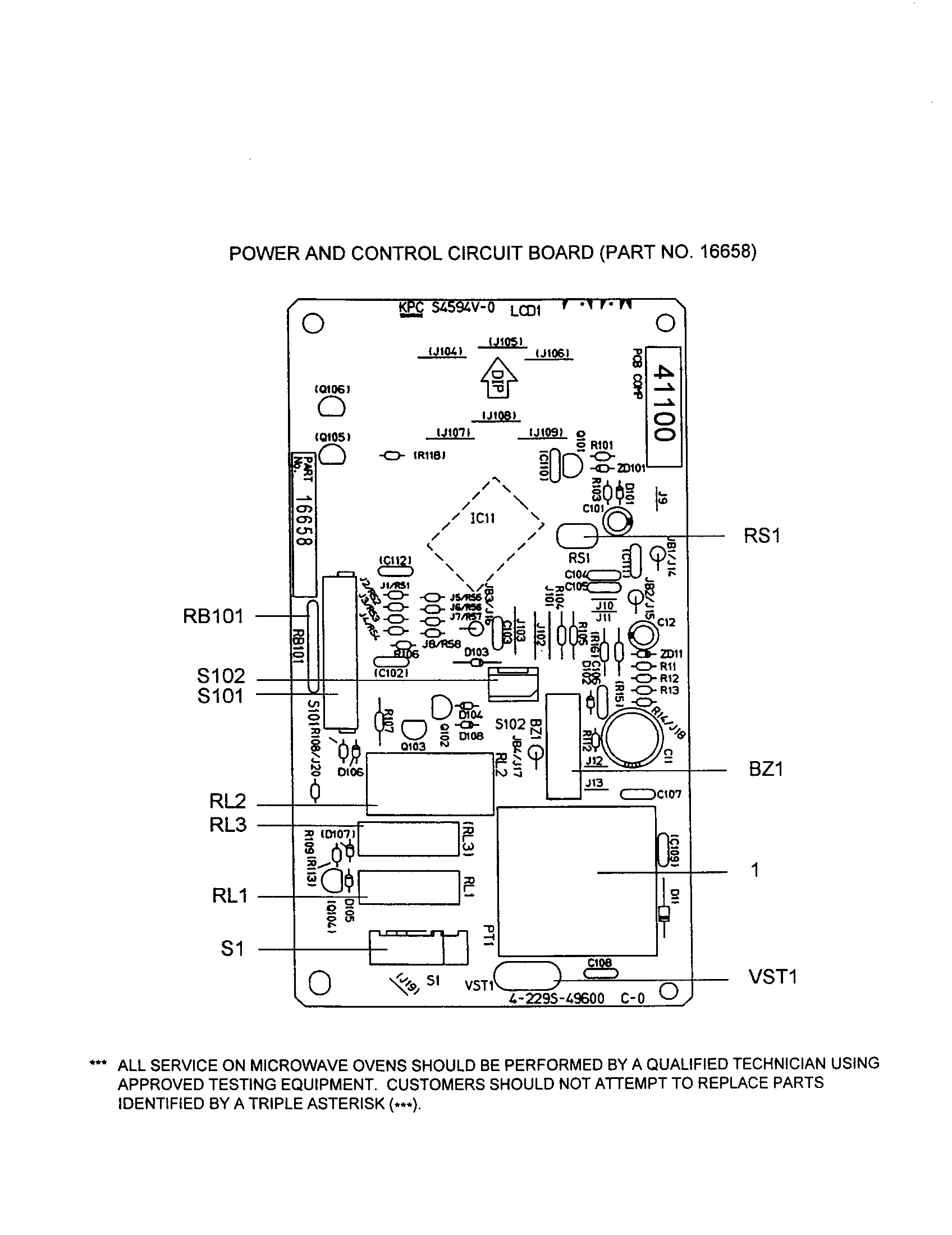 Kenmore 56560309000 power and control circuit board diagram