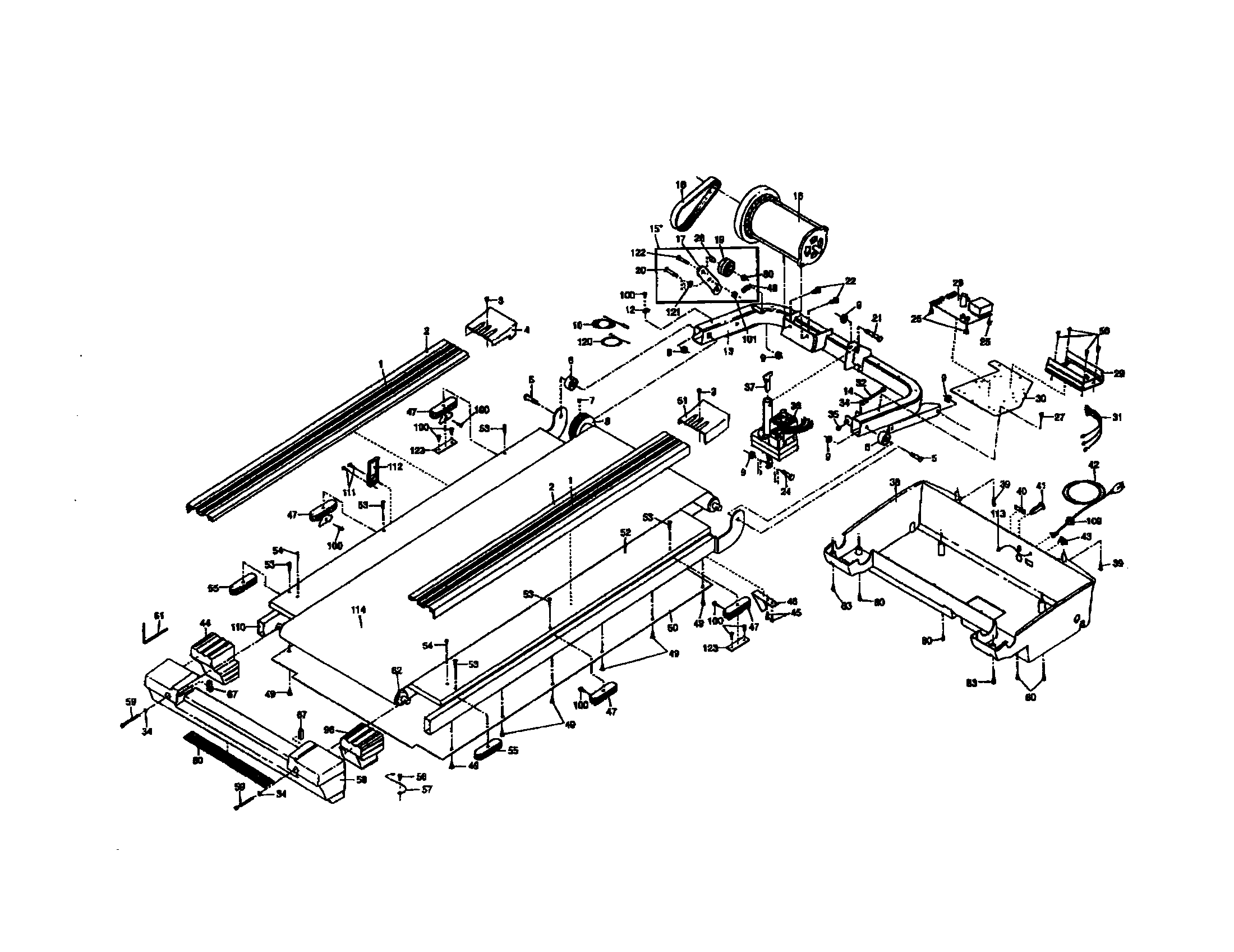 NordicTrack NTTL15991 motor belt and idler assembly diagram