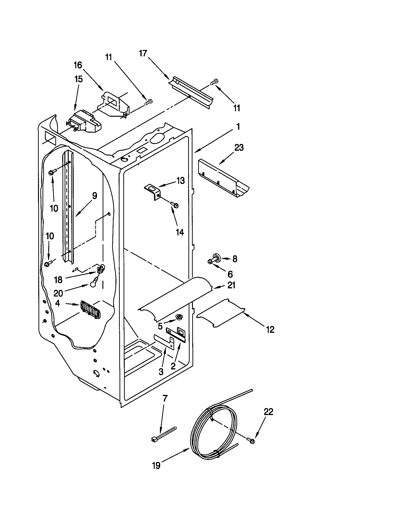 Kenmore 10659507991 refrigerator liner diagram