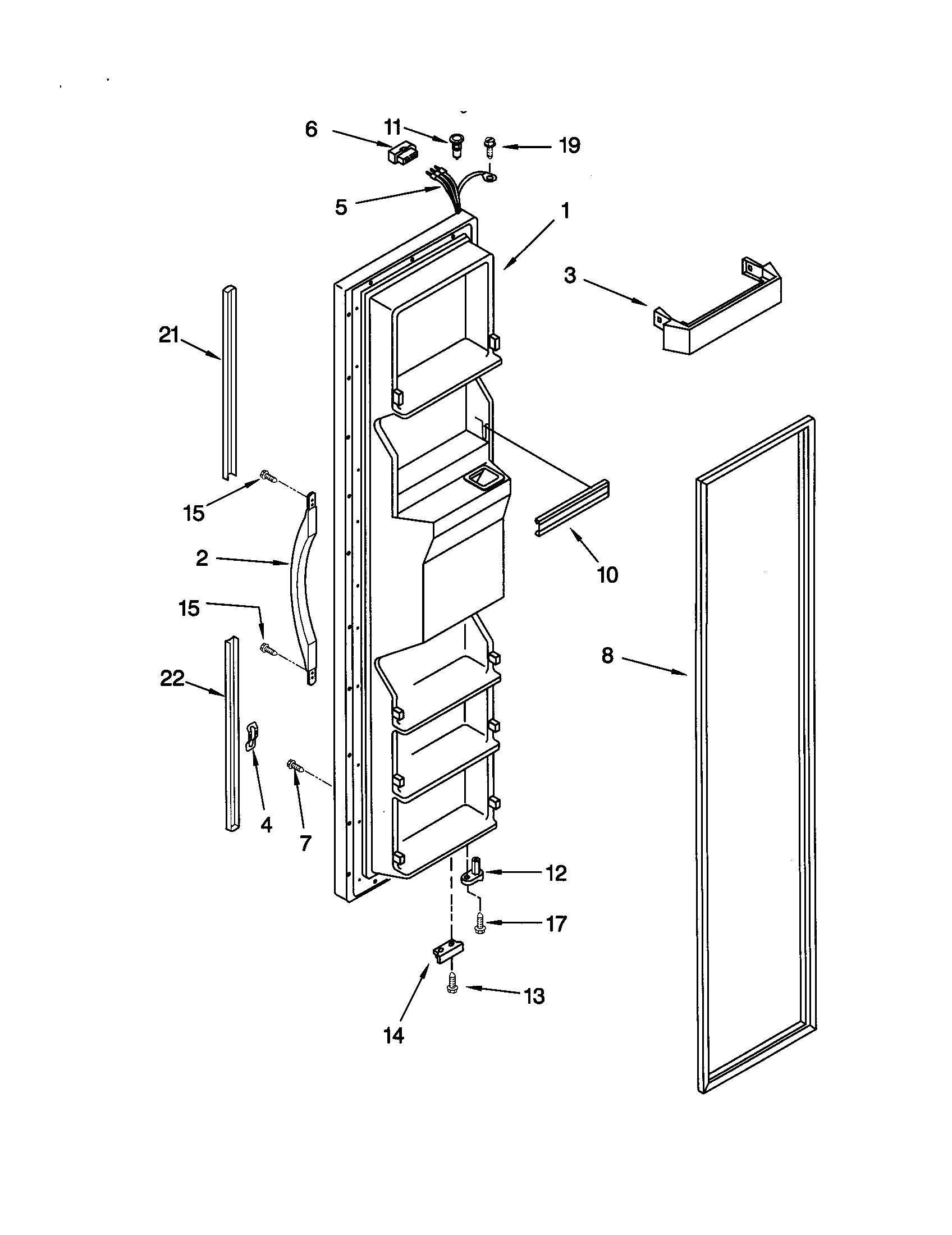 Kenmore 10659507991 freezer door diagram