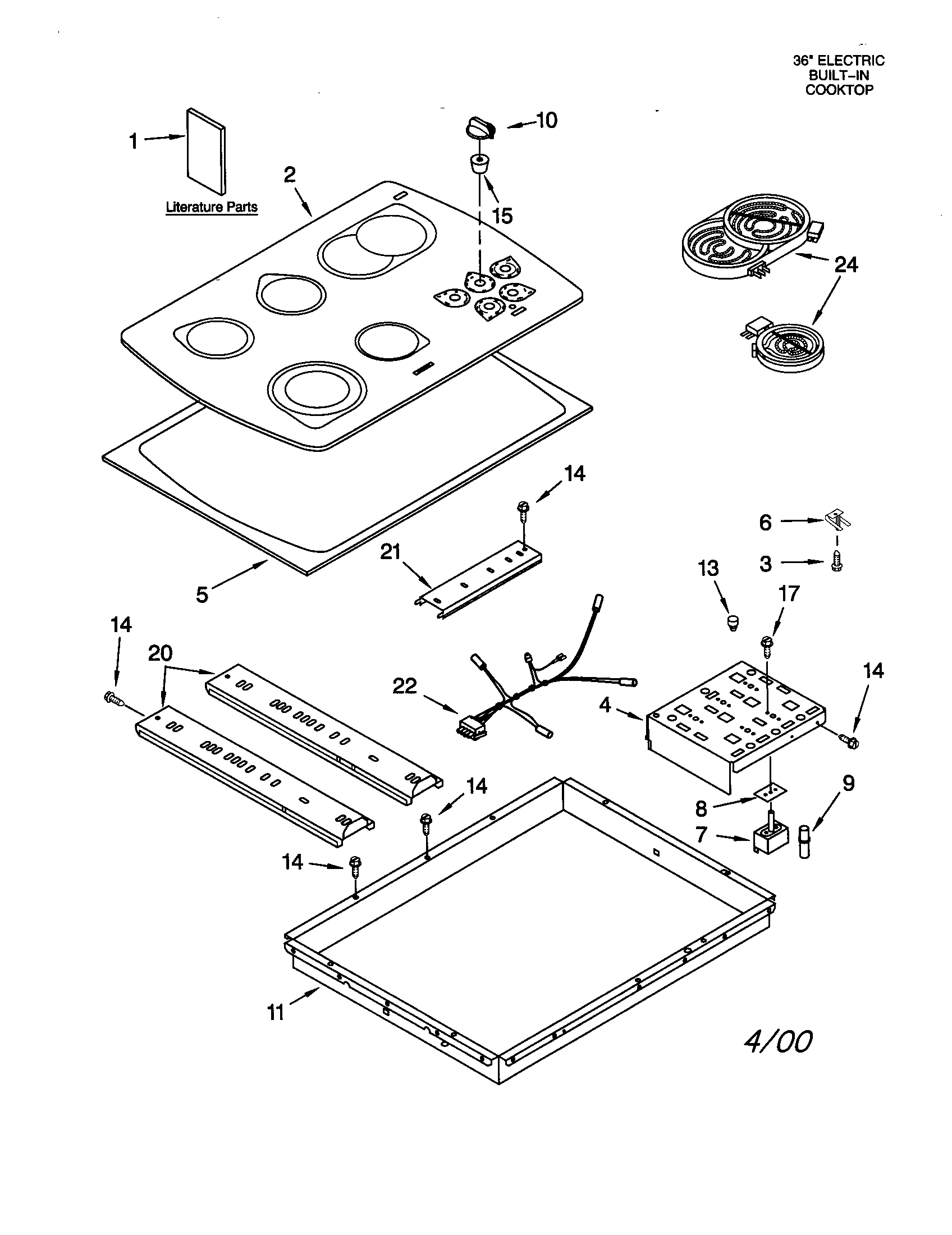 KitchenAid KECC567HSS0 cooktop diagram
