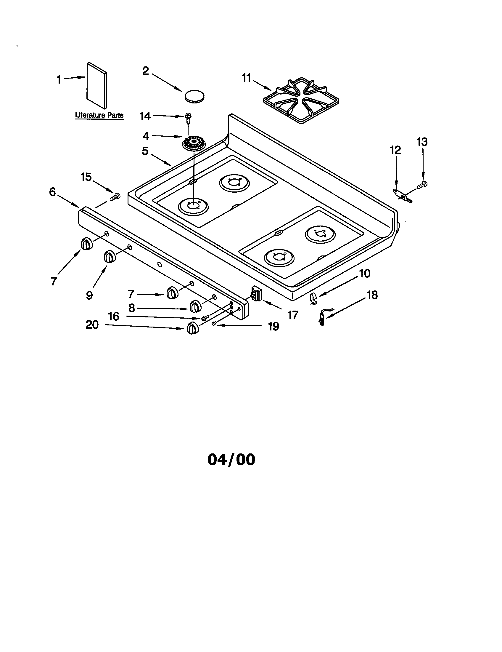 Kenmore 66575834001 cooktop diagram