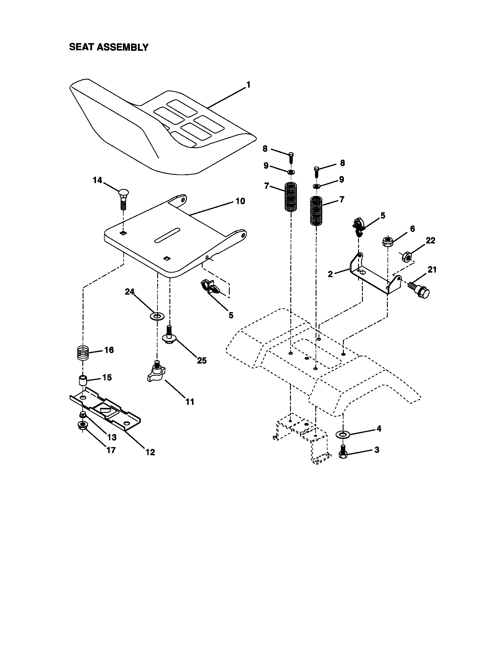 Craftsman 917270930 seat assembly diagram
