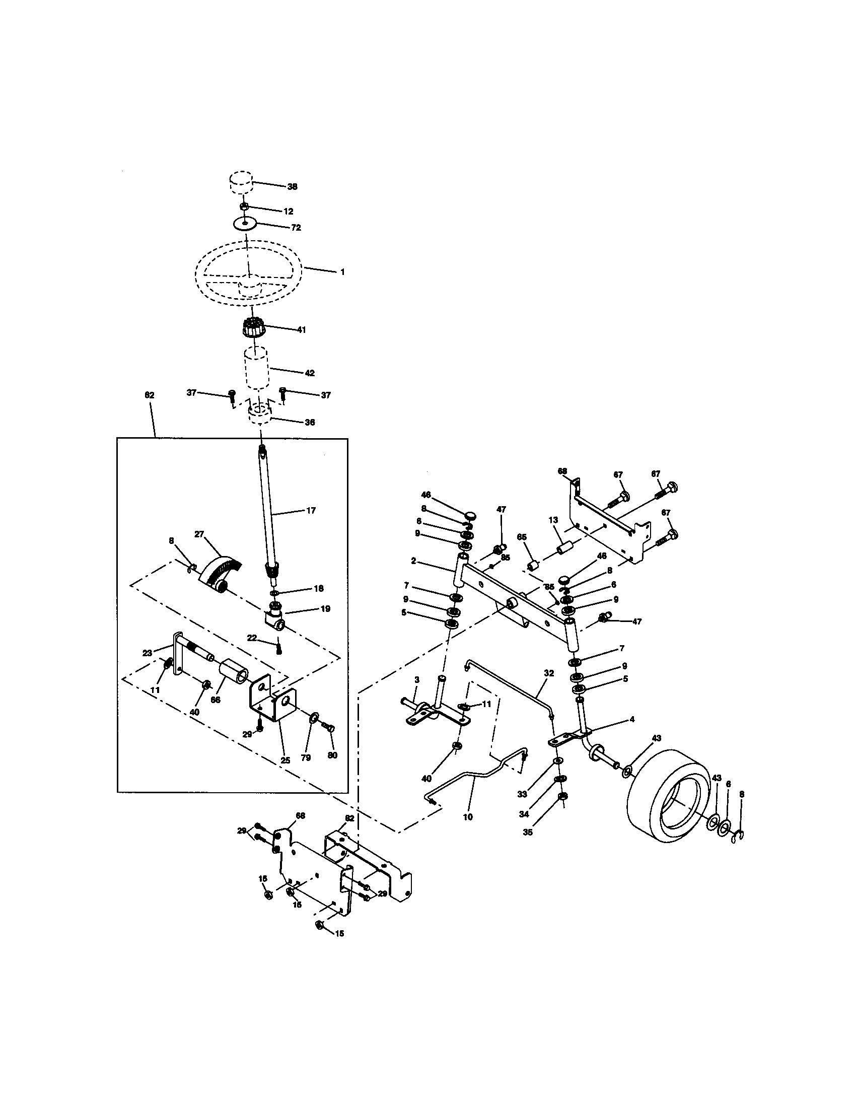 Craftsman 917272202 steering assembly diagram