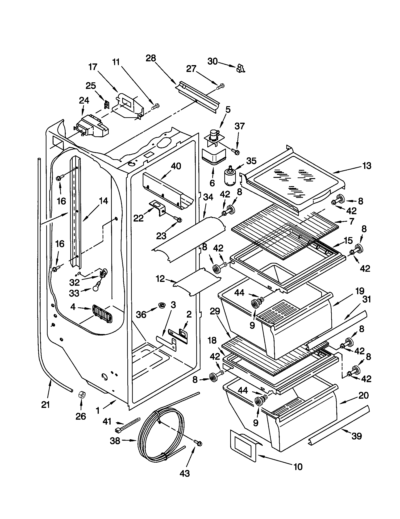 Kenmore 10659532991 refrigerator liner diagram