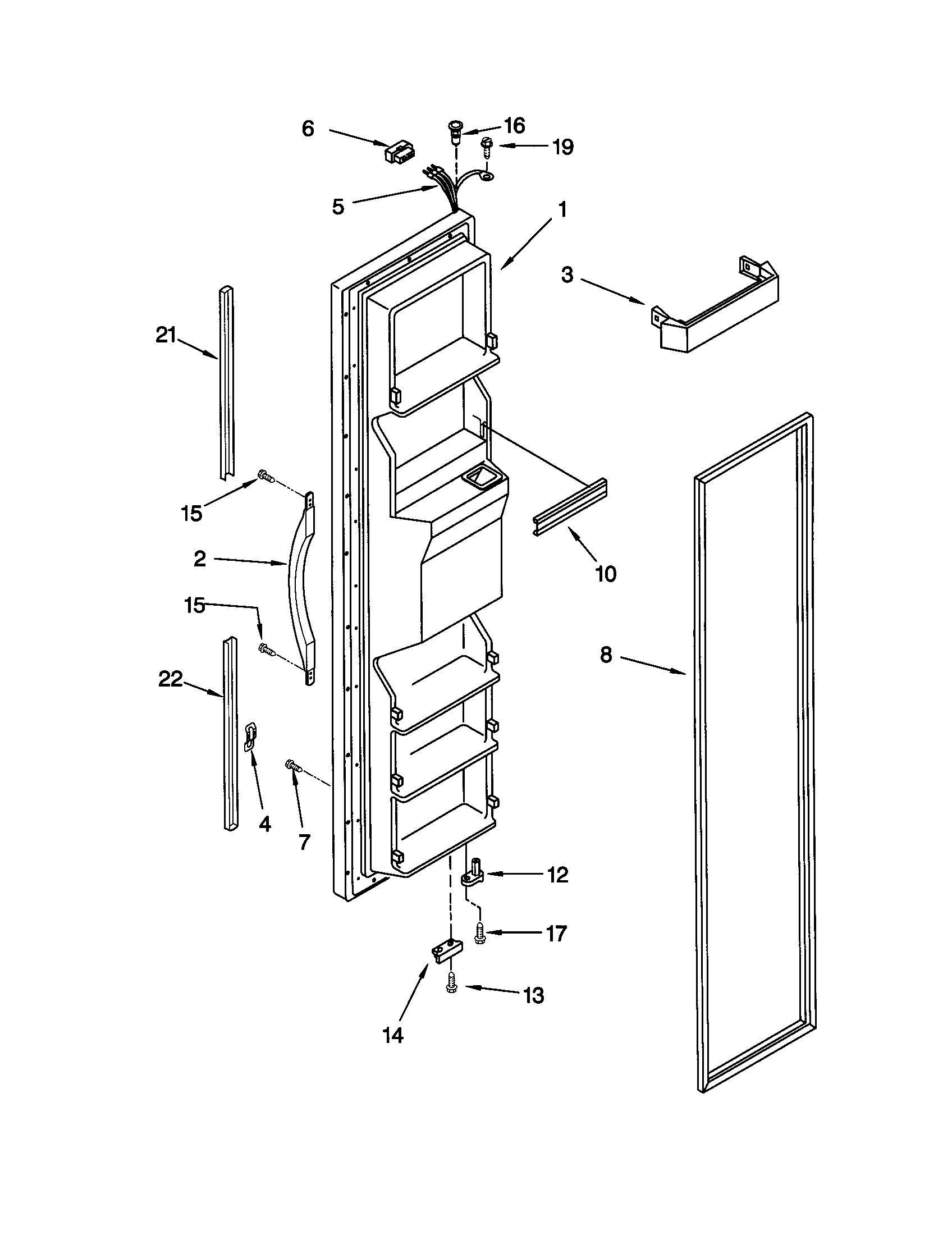 Kenmore 10659532991 freezer door diagram