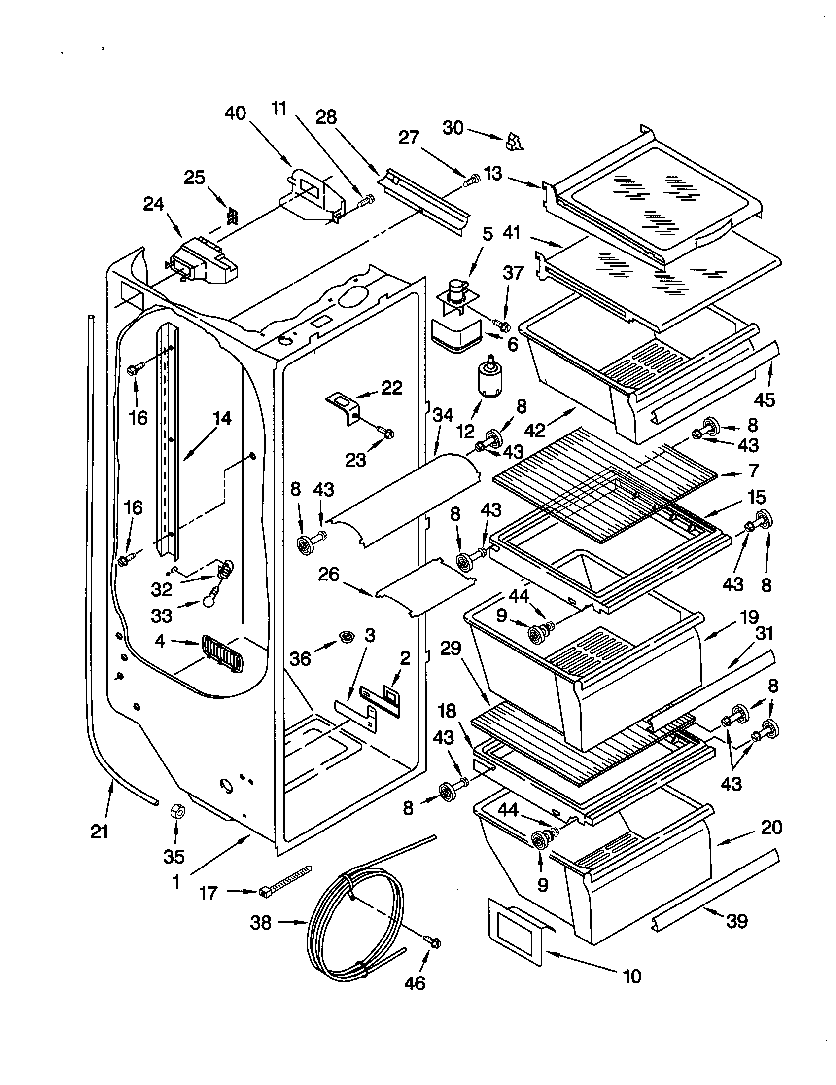 Kenmore 10650512001 refrigerator liner diagram