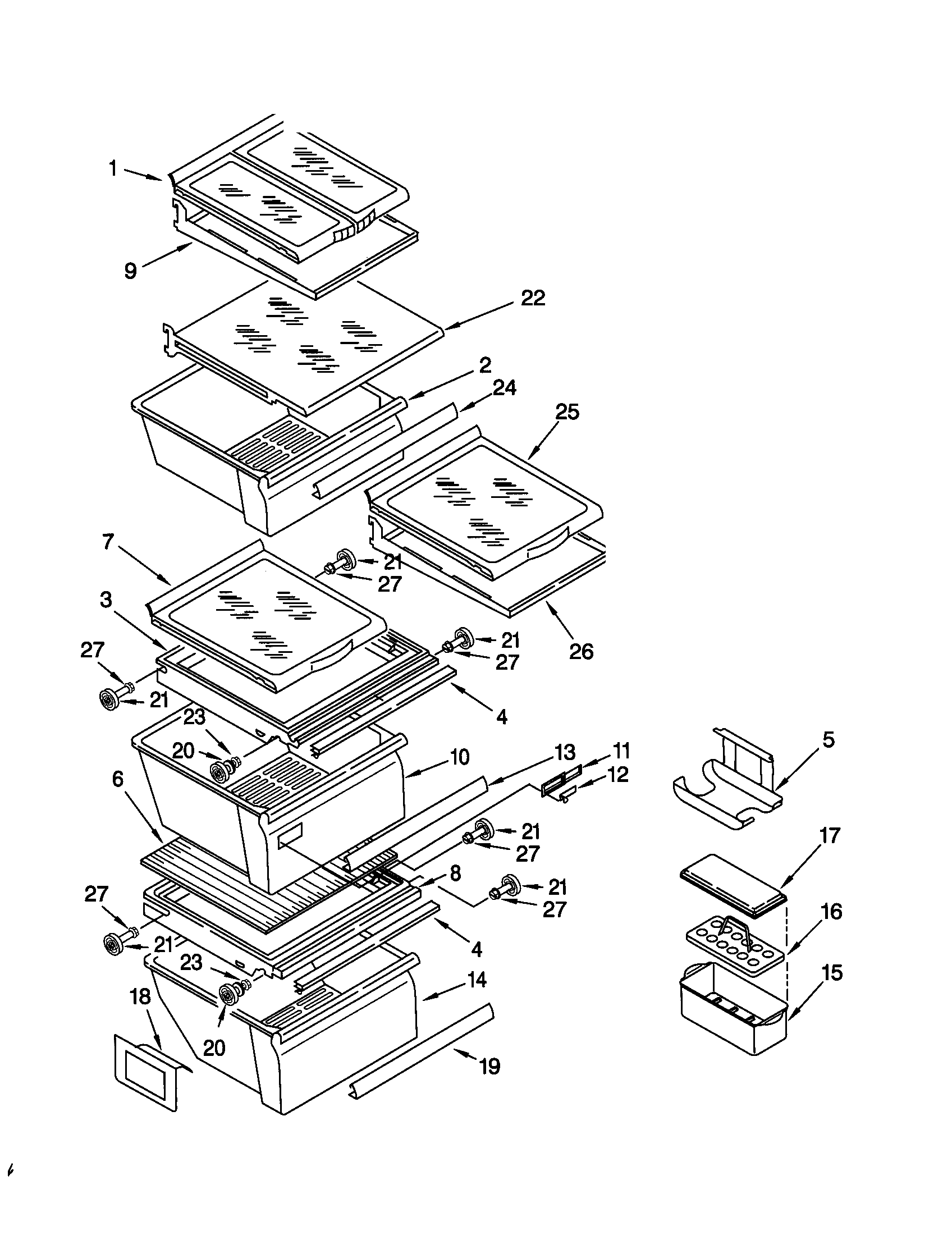 Kenmore Elite 10650504991 refrigerator shelf diagram
