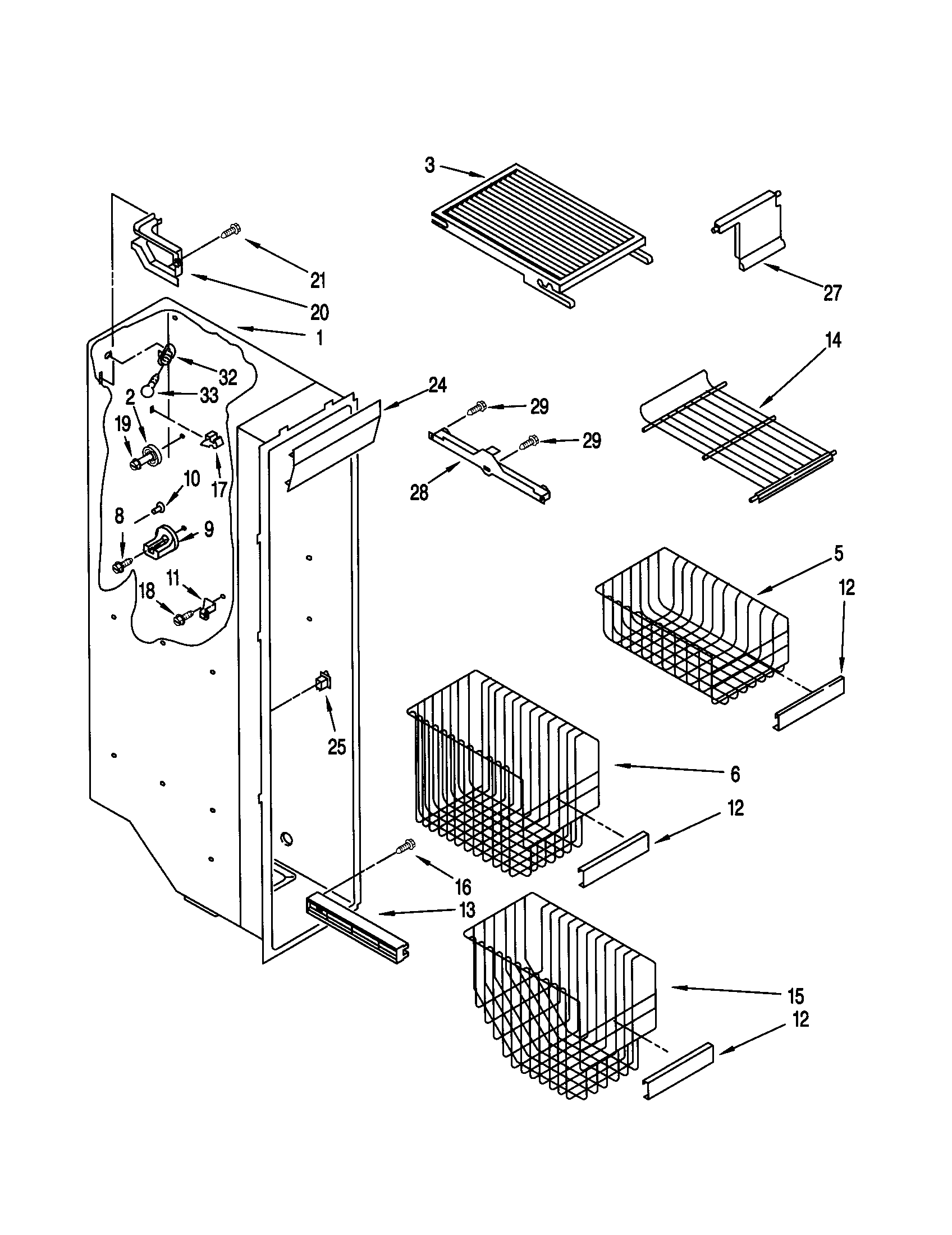 Kenmore Elite 10650504991 freezer liner diagram
